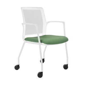 Infinity Mesh Meeting Chair - White 4 Legged Frame on Castors