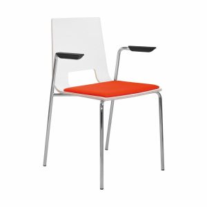 Multiply 4 Leg Wooden Shell Armchair with Seat Pad & Open Back