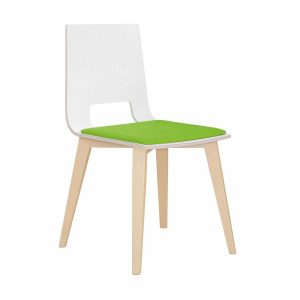Multiply Wooden Shell Chair on Wood Legs with Seat Pad & Open Back