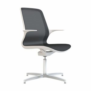 Tempo Black Mesh White Shell Chair - 4 Star Base