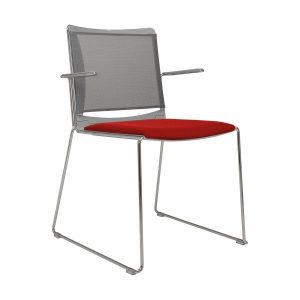 Vice Versa Sled Mesh Back Armchair with Plastic Shell & Seat Pad