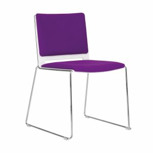 Vice Versa Sled Chair with Plastic Shell and Upholstered Seat & Back