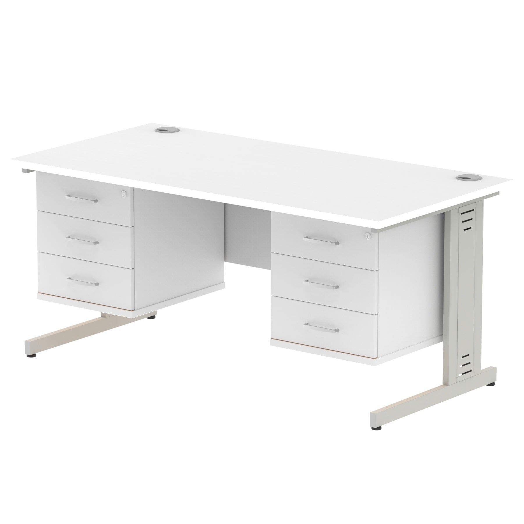 Impulse 1600mm Cable Managed Straight Desk With Two Fixed Pedestal - Image 33