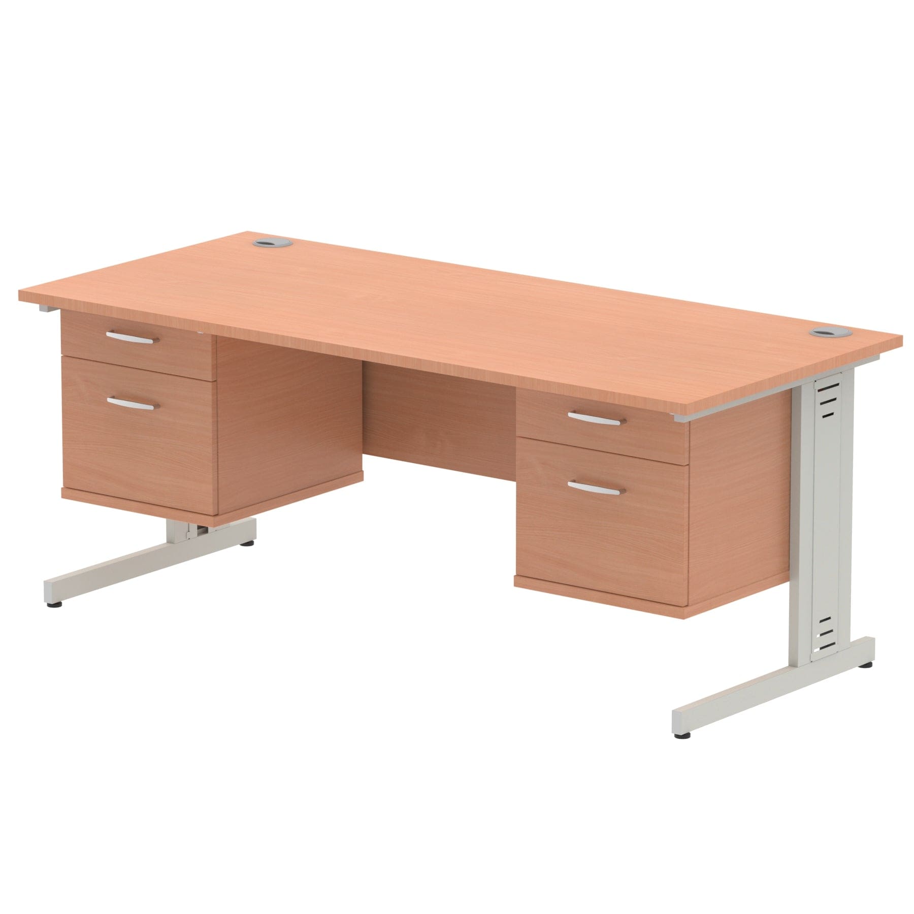 Impulse 1800mm Cable Managed Straight Desk With Two Fixed Pedestal - Image 3