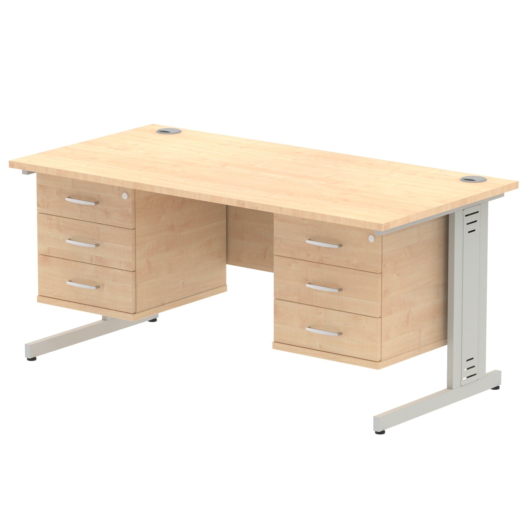 Impulse 1600mm Cable Managed Straight Desk With Two Fixed Pedestal - Image 15