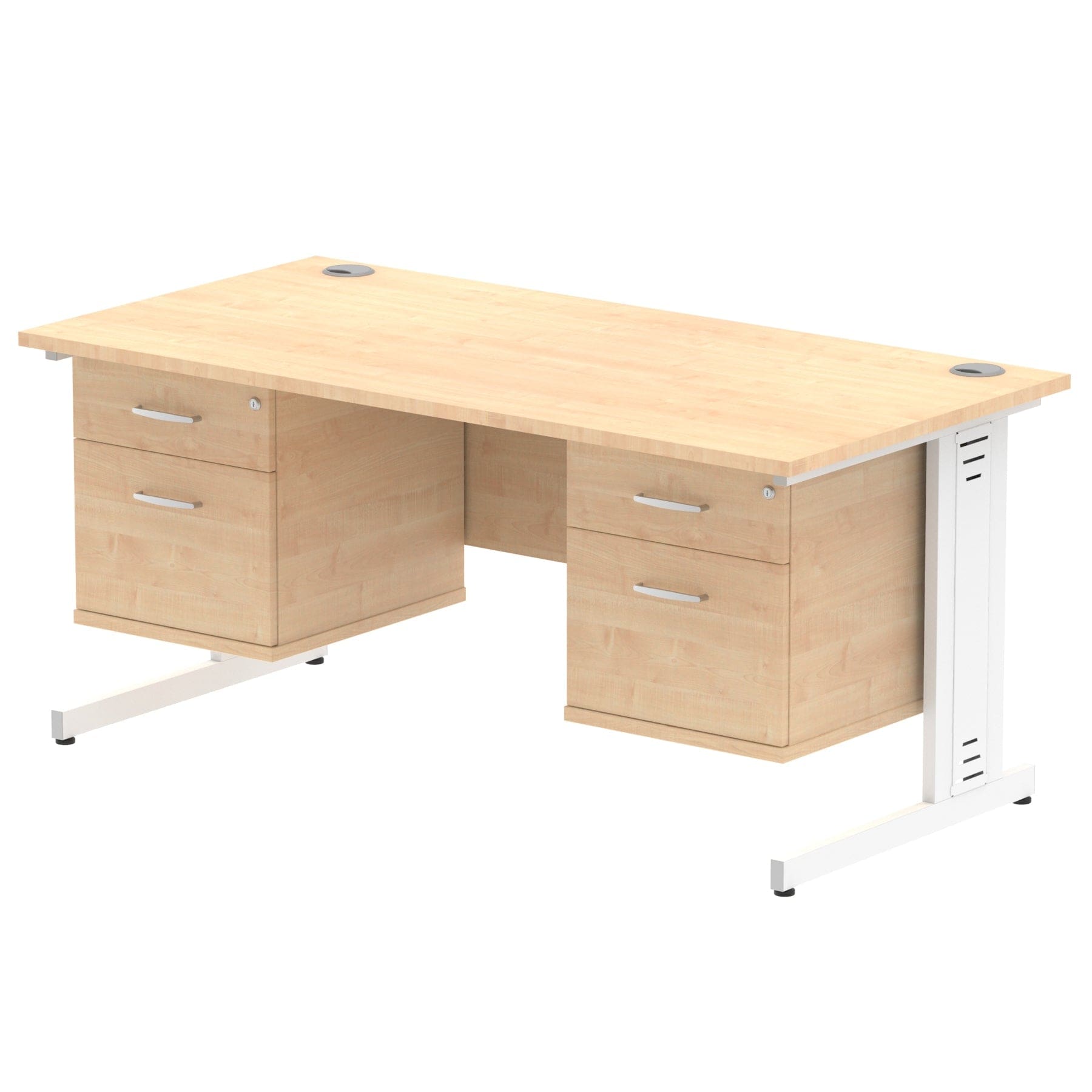 Impulse 1600mm Cable Managed Straight Desk With Two Fixed Pedestal - Image 17