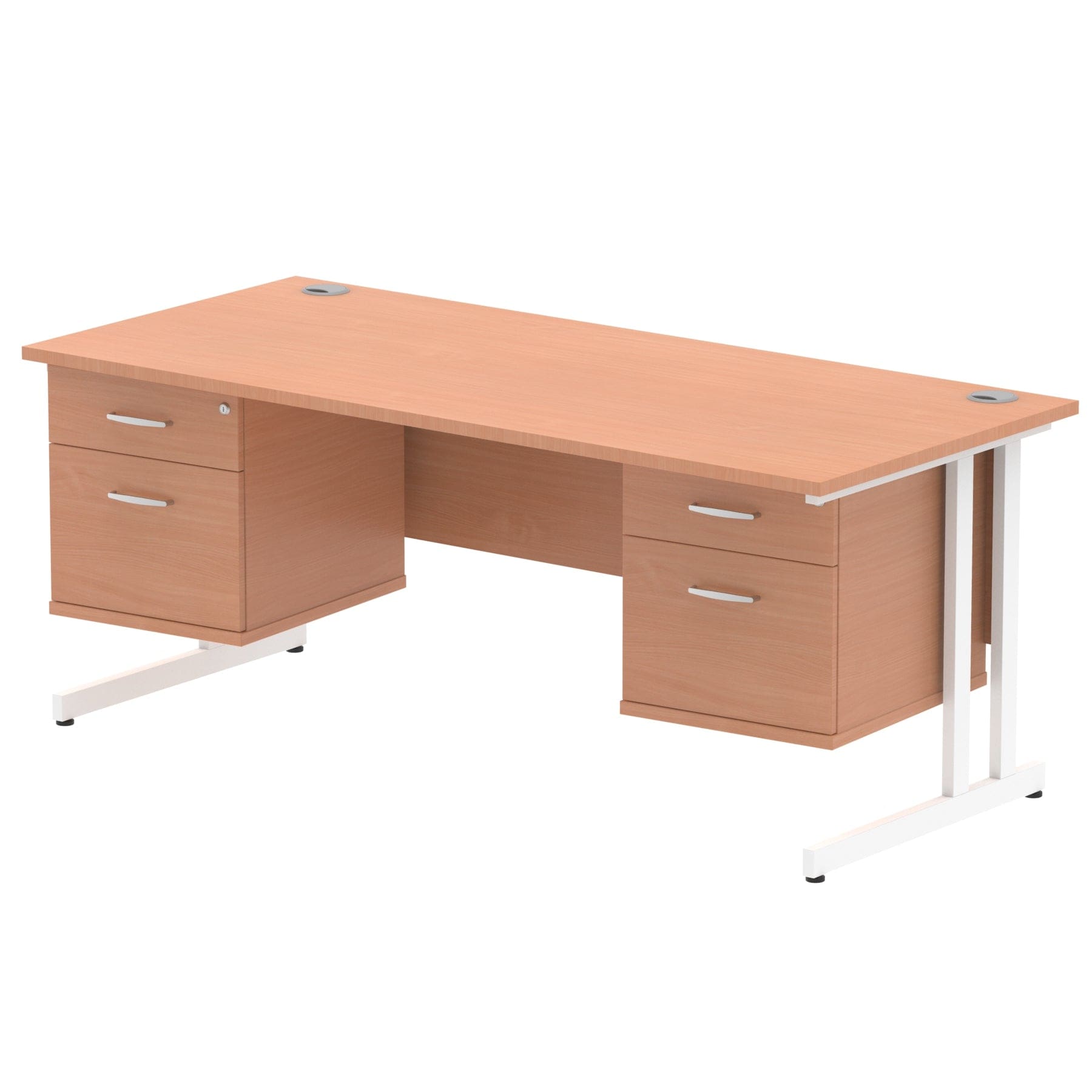 Impulse 1800mm Cantilever Straight Desk With Two Fixed Pedestal - Image 2