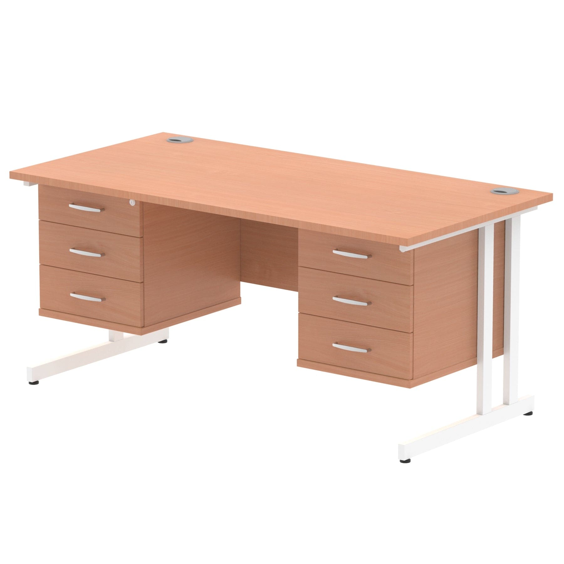 Impulse 1600mm Cantilever Straight Desk With Two Fixed Pedestal - Image 3