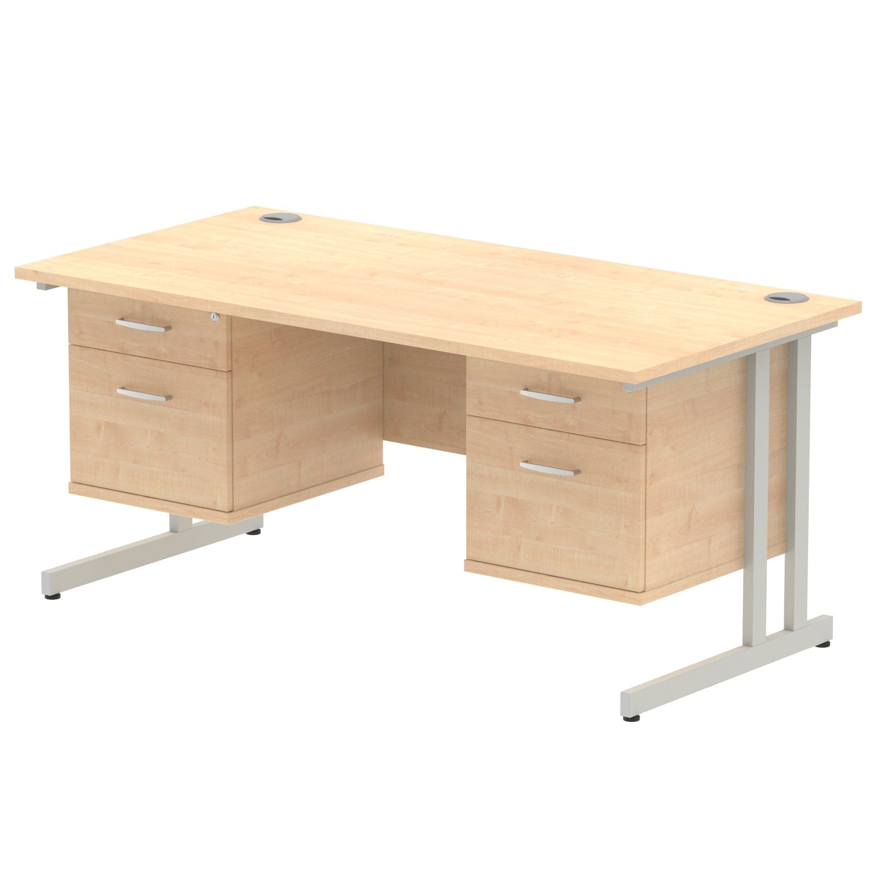 Impulse 1600mm Cantilever Straight Desk With Two Fixed Pedestal - Image 26