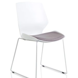 Florence Sled White Frame Fabric Seat Visitor Chair