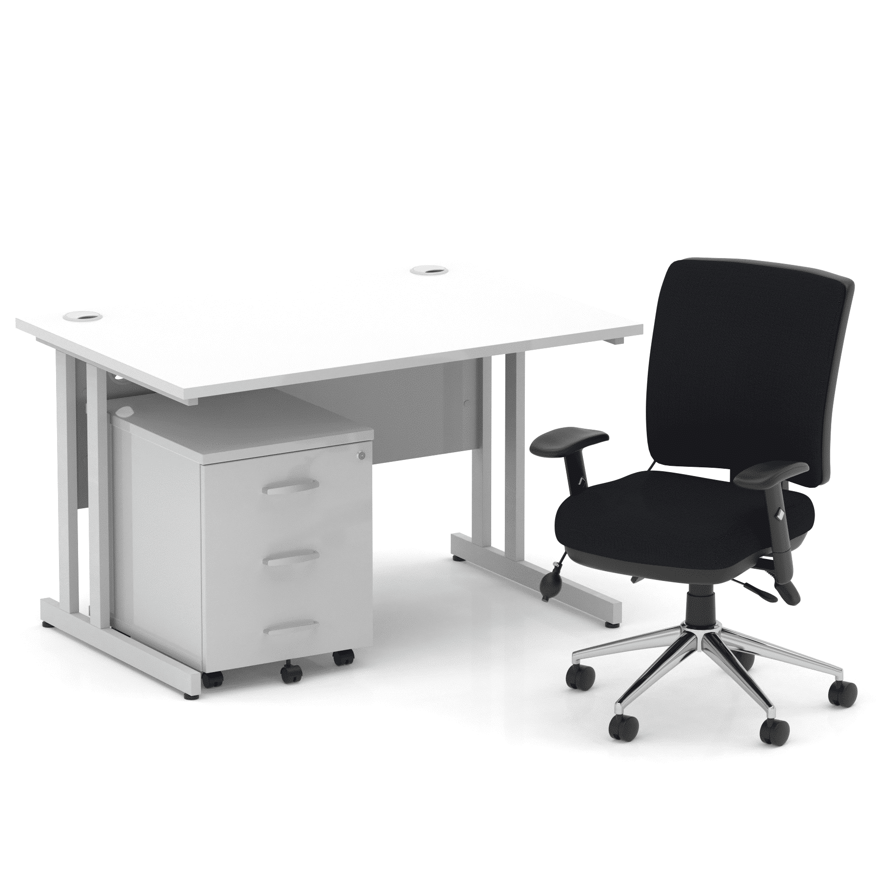 Impulse 1200mm Cantilever Straight Desk With Mobile Pedestal and Chiro Medium Back Black Operator Chair - Image 11
