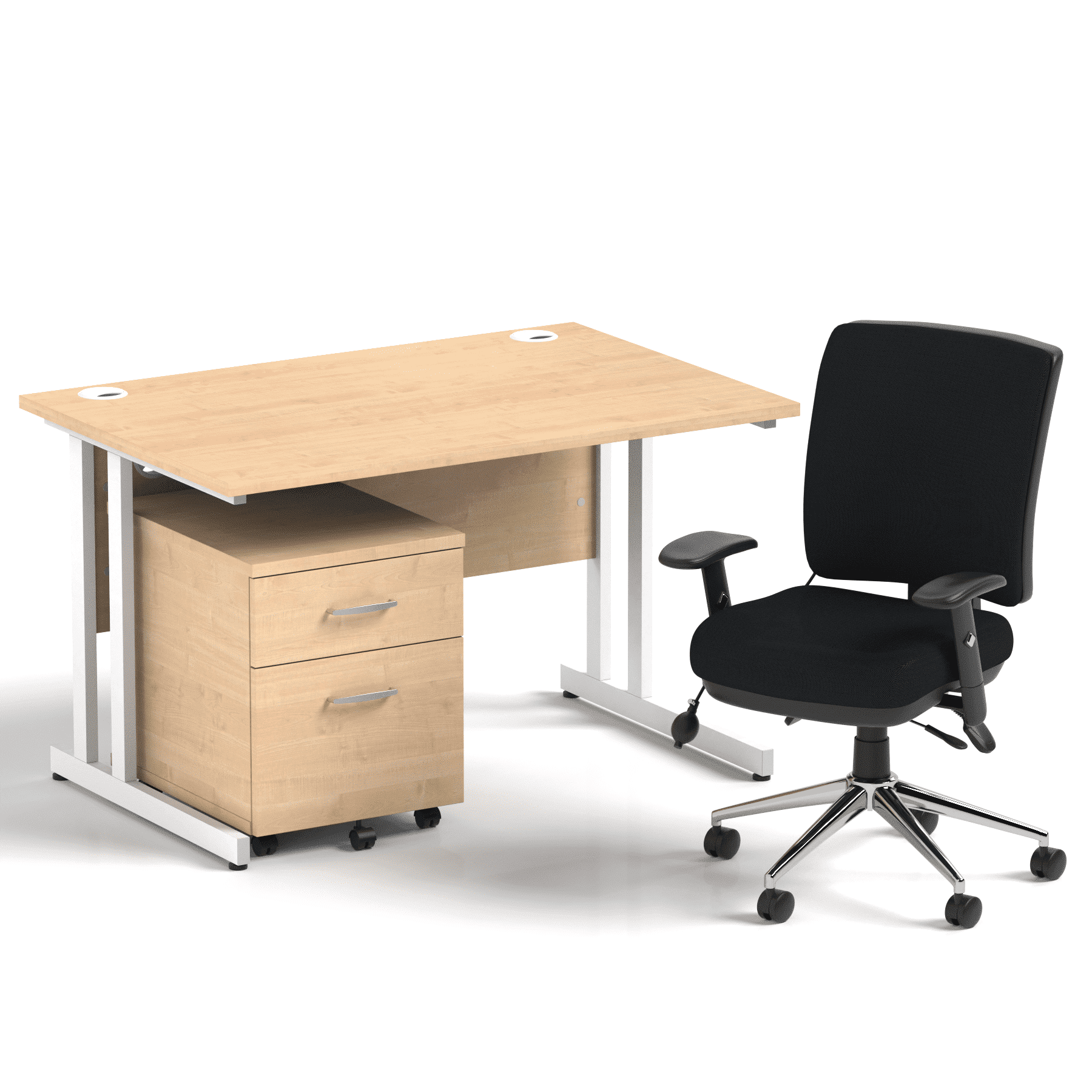 Impulse 1200mm Cantilever Straight Desk With Mobile Pedestal and Chiro Medium Back Black Operator Chair - Image 14