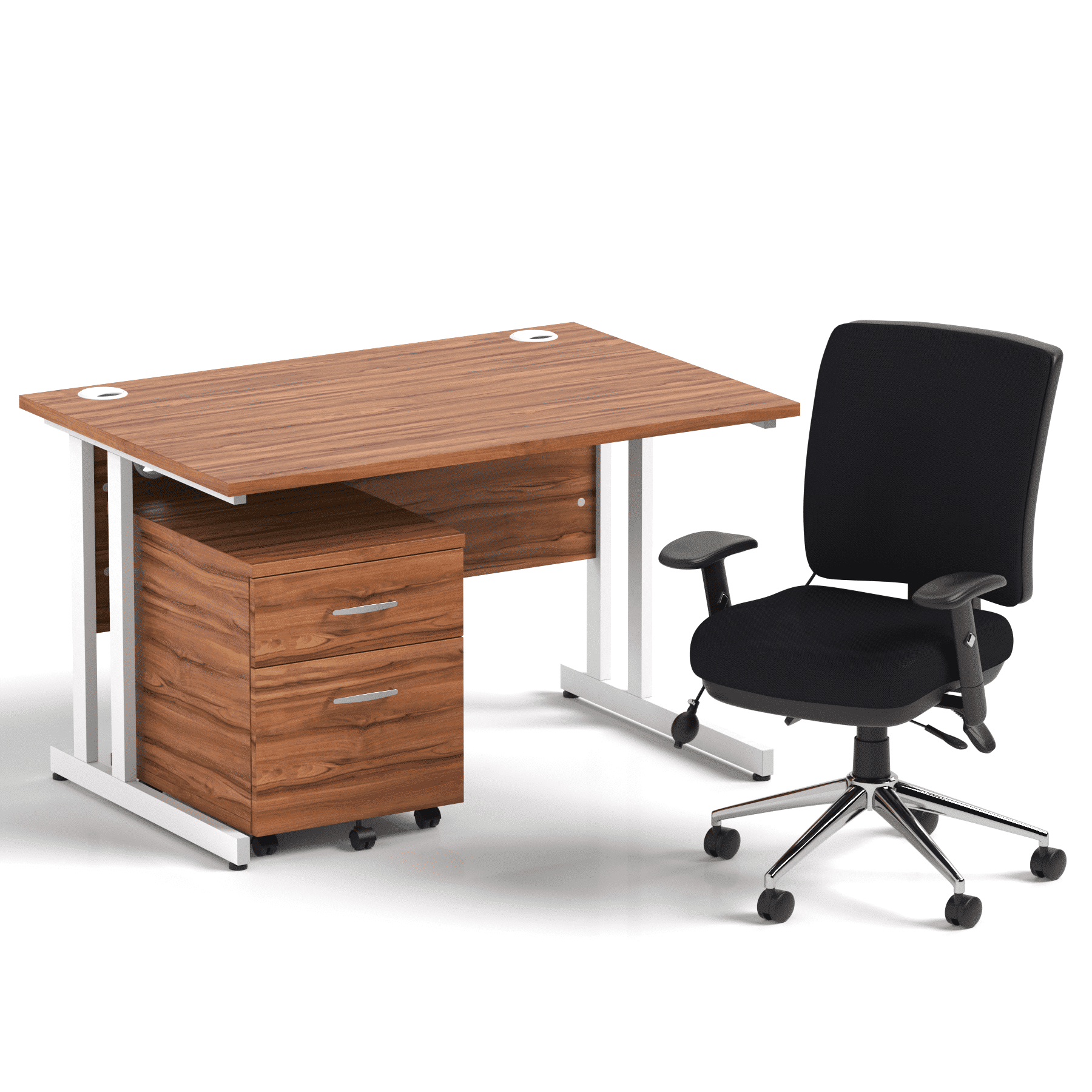 Impulse 1200mm Cantilever Straight Desk With Mobile Pedestal and Chiro Medium Back Black Operator Chair - Image 16