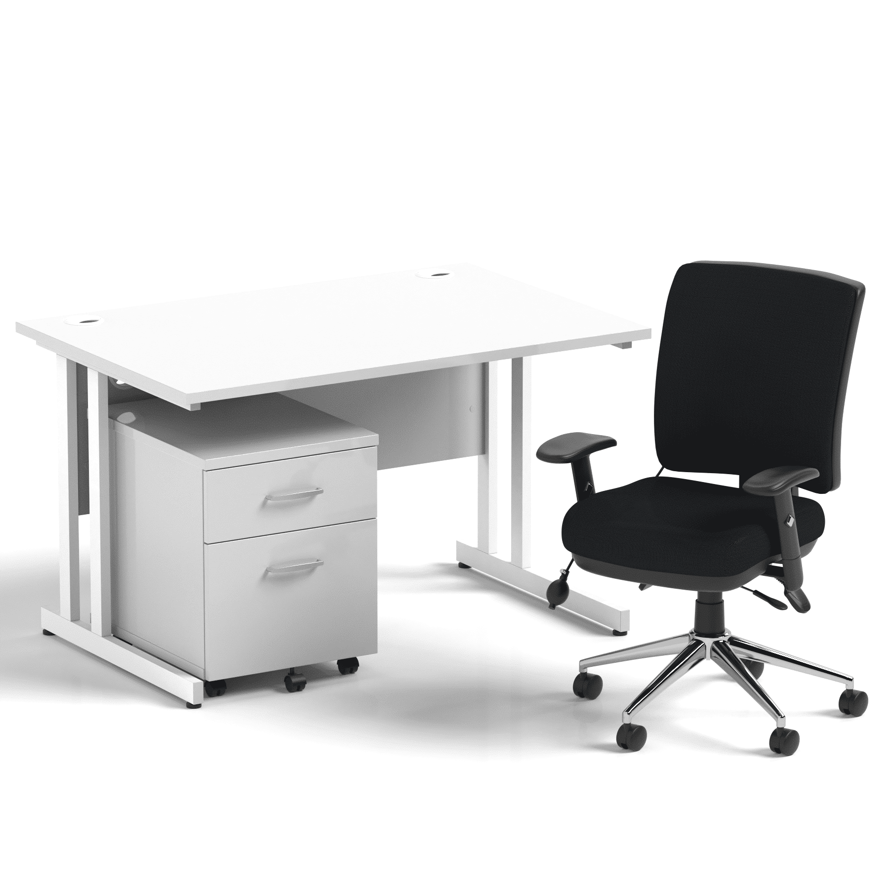 Impulse 1200mm Cantilever Straight Desk With Mobile Pedestal and Chiro Medium Back Black Operator Chair - Image 17