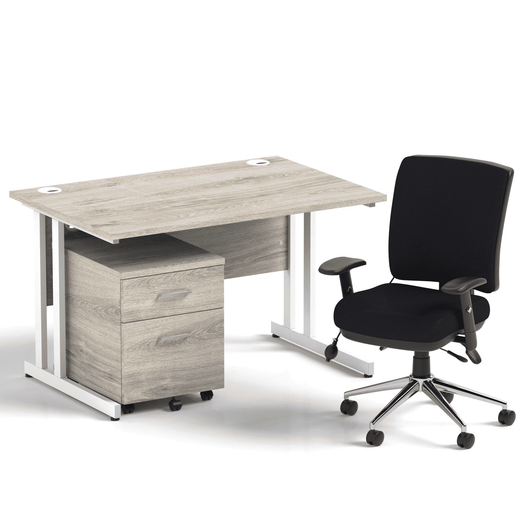 Impulse 1200mm Cantilever Straight Desk With Mobile Pedestal and Chiro Medium Back Black Operator Chair - Image 18