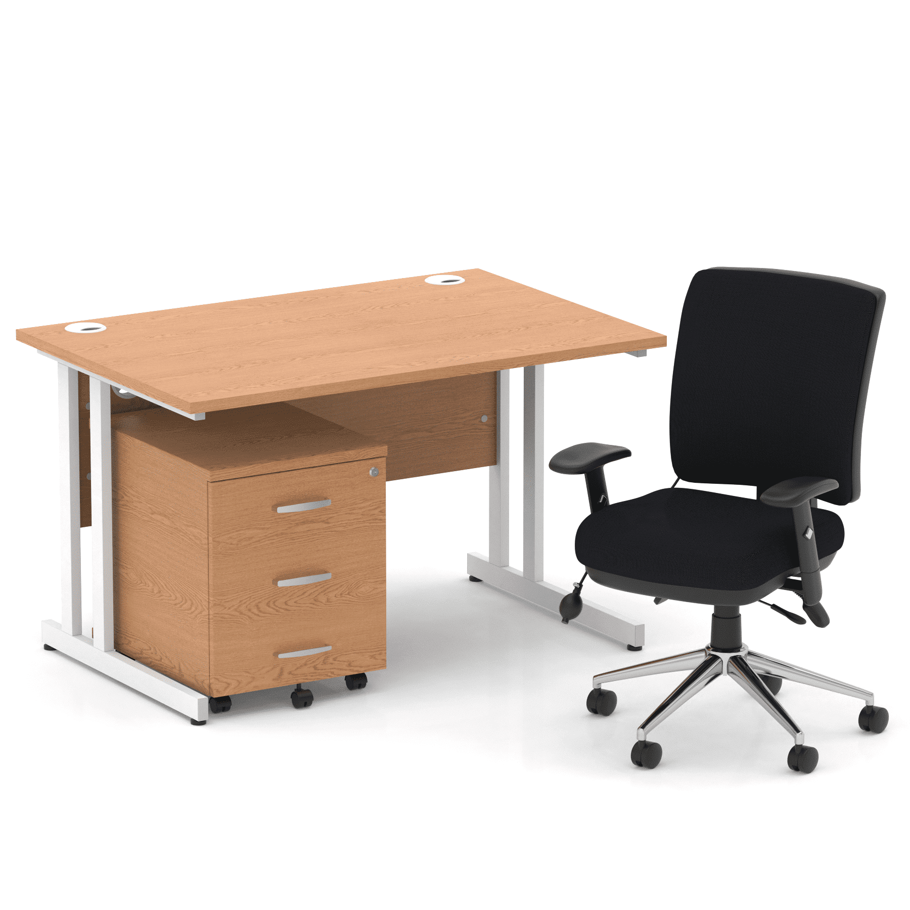 Impulse 1200mm Cantilever Straight Desk With Mobile Pedestal and Chiro Medium Back Black Operator Chair - Image 21