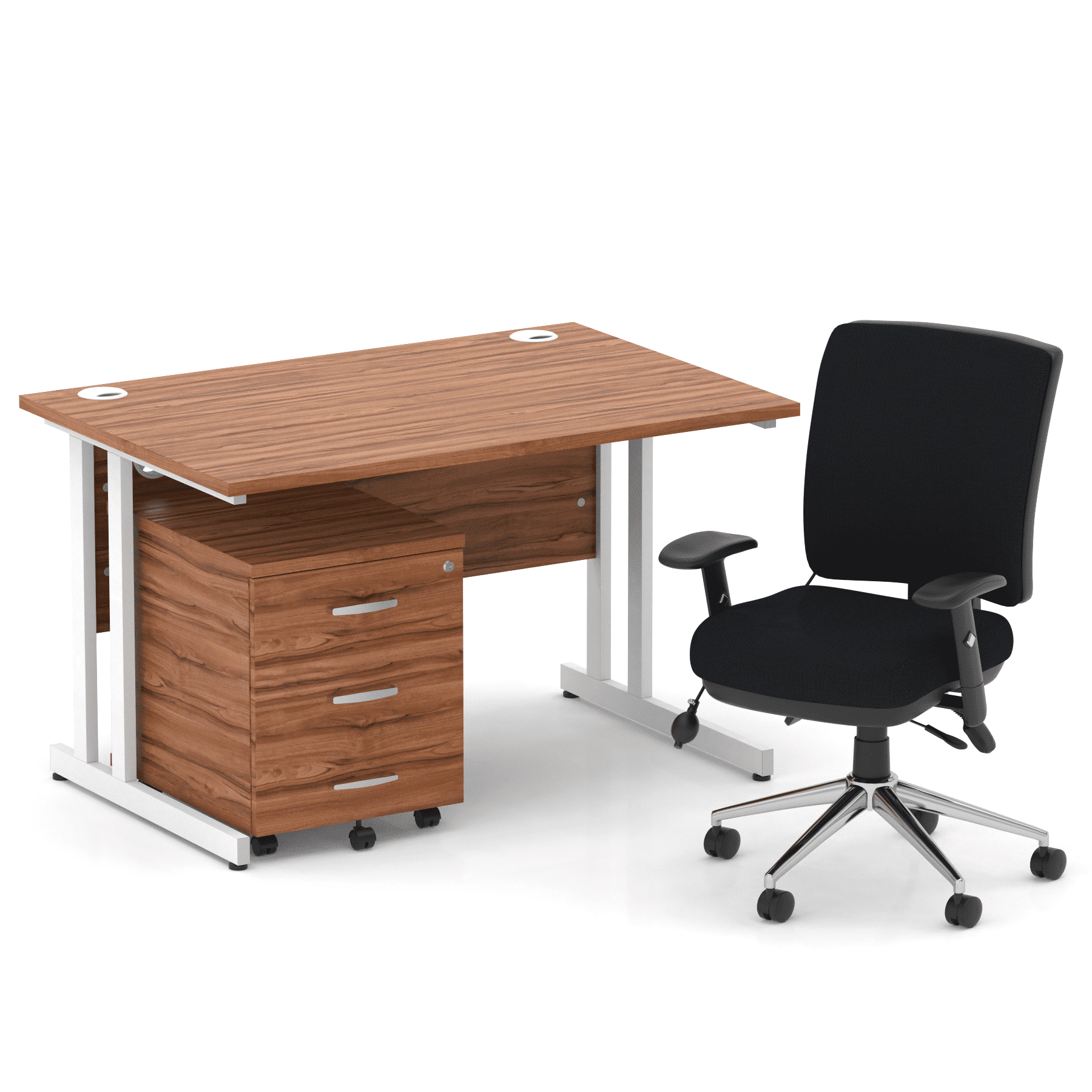 Impulse 1200mm Cantilever Straight Desk With Mobile Pedestal and Chiro Medium Back Black Operator Chair - Image 22