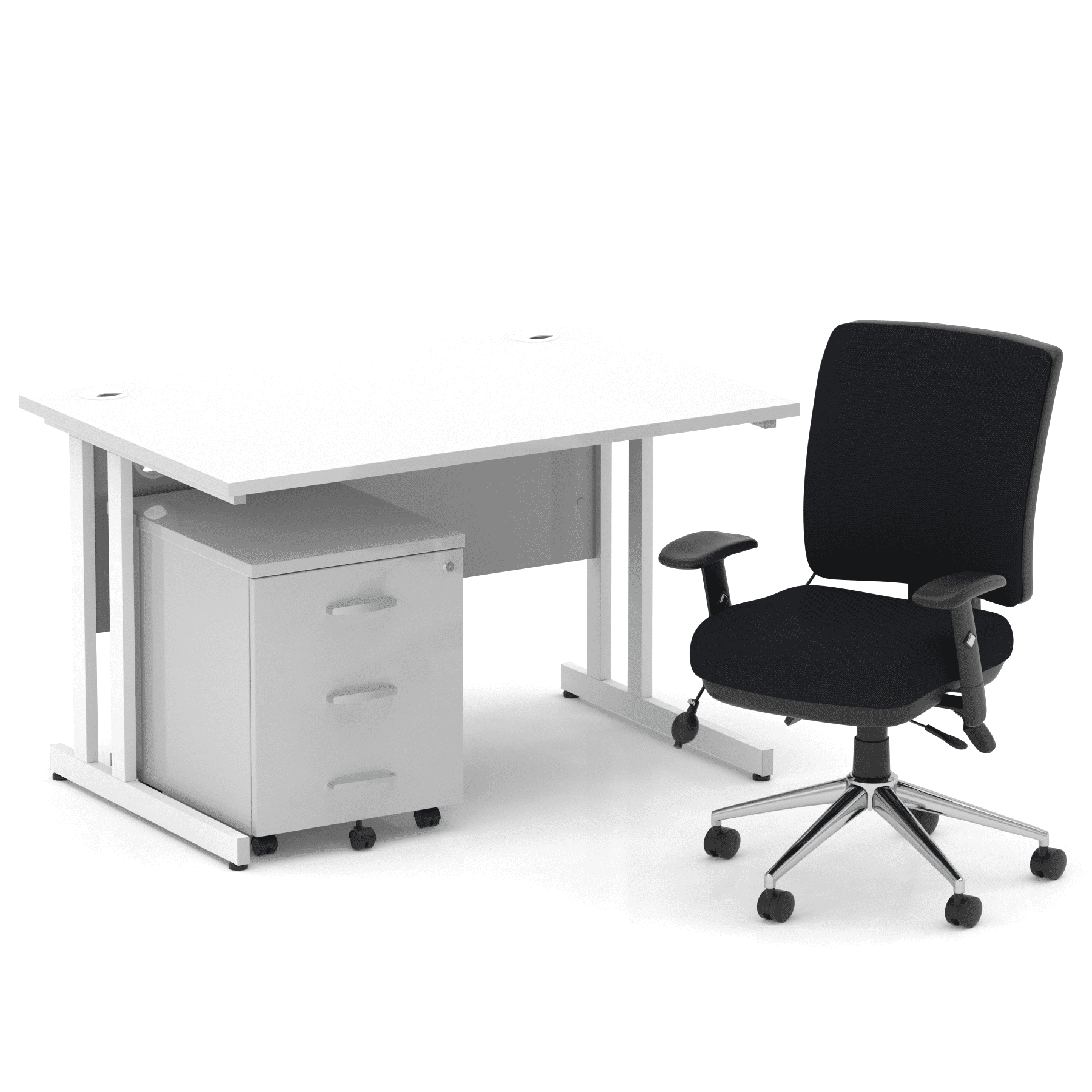 Impulse 1200mm Cantilever Straight Desk With Mobile Pedestal and Chiro Medium Back Black Operator Chair - Image 23
