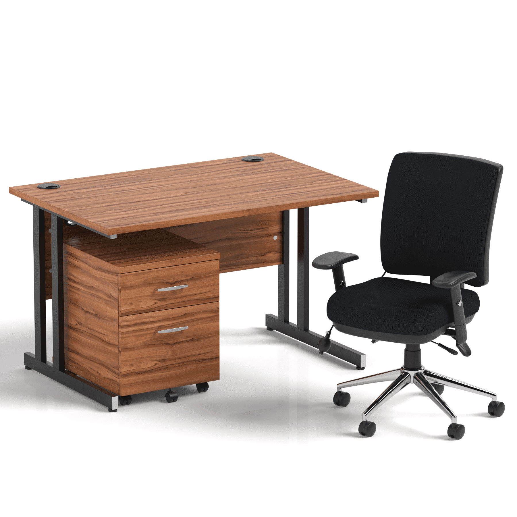 Impulse 1200mm Cantilever Straight Desk With Mobile Pedestal and Chiro Medium Back Black Operator Chair - Image 28