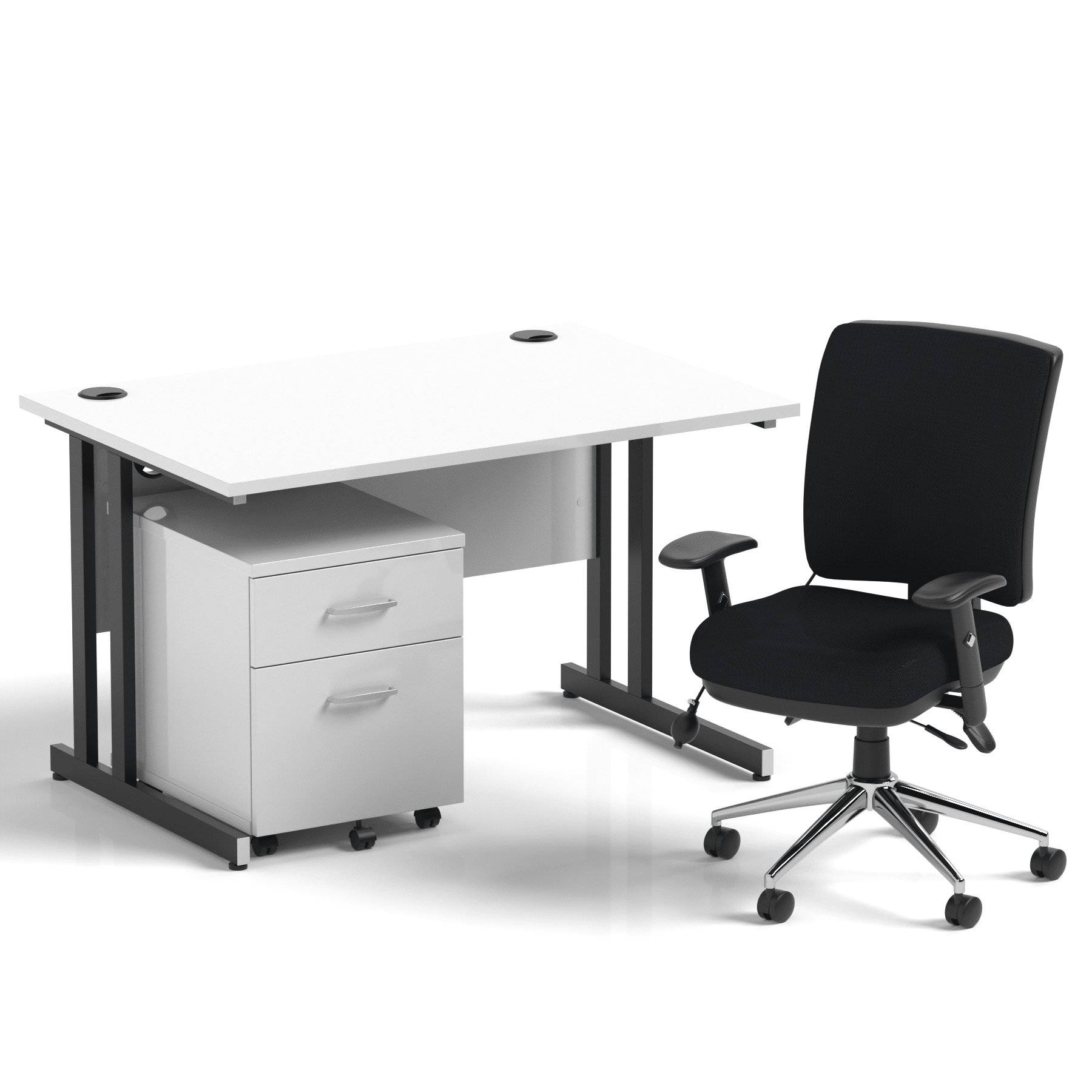 Impulse 1200mm Cantilever Straight Desk With Mobile Pedestal and Chiro Medium Back Black Operator Chair - Image 29