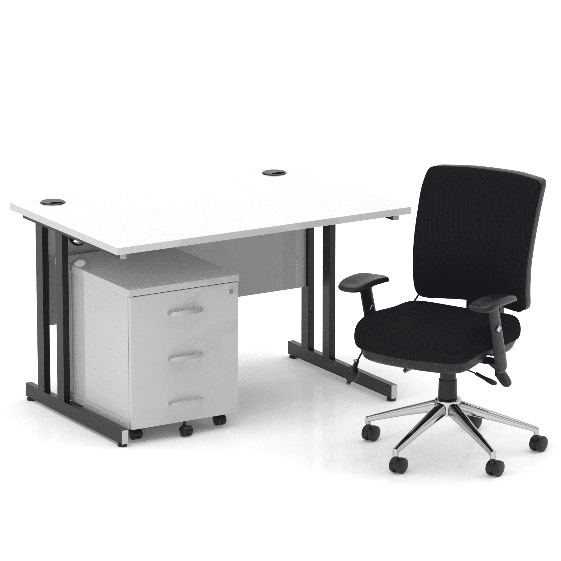 Impulse 1200mm Cantilever Straight Desk With Mobile Pedestal and Chiro Medium Back Black Operator Chair - Image 35