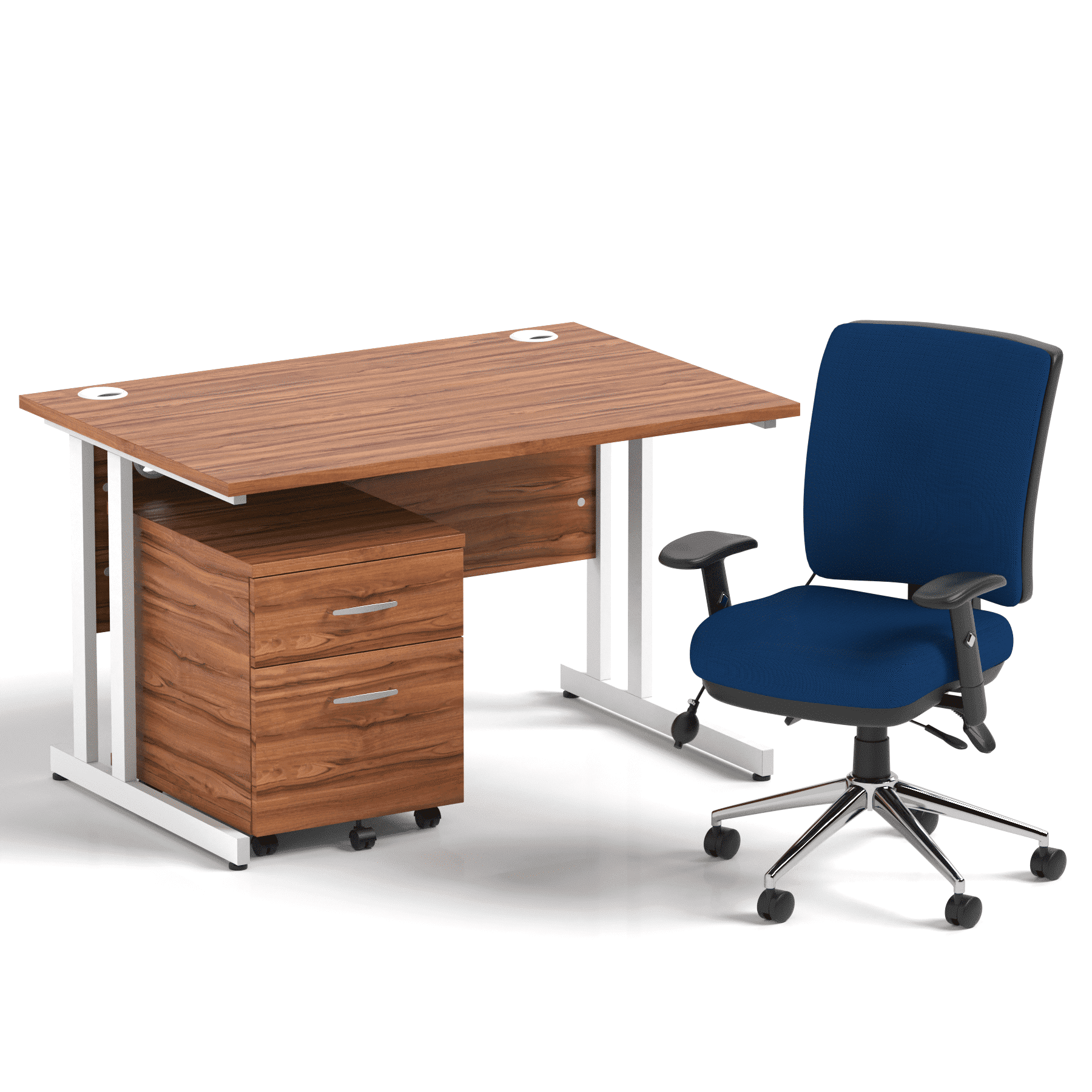 Impulse 1200mm Cantilever Straight Desk With Mobile Pedestal and Chiro Medium Back Blue Operator Chair - Image 16