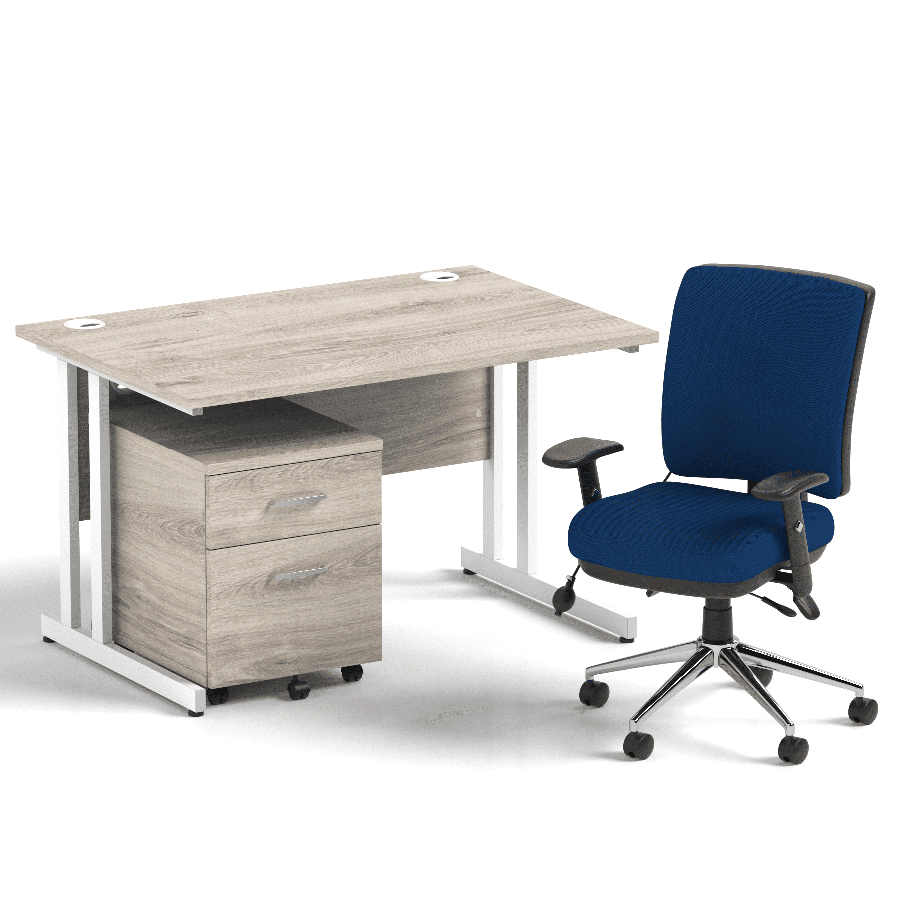 Impulse 1200mm Cantilever Straight Desk With Mobile Pedestal and Chiro Medium Back Blue Operator Chair - Image 18