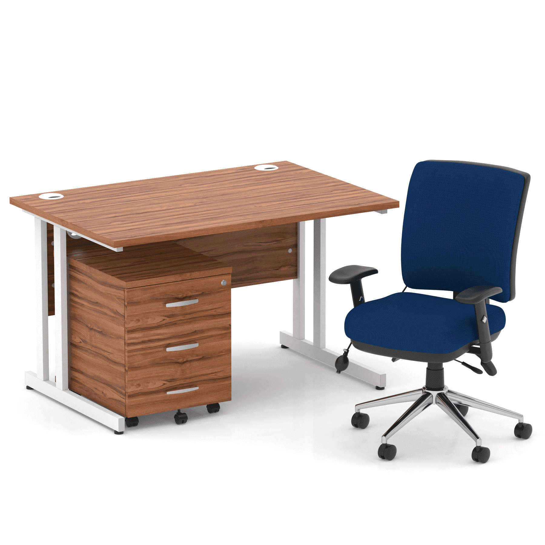 Impulse 1200mm Cantilever Straight Desk With Mobile Pedestal and Chiro Medium Back Blue Operator Chair - Image 22