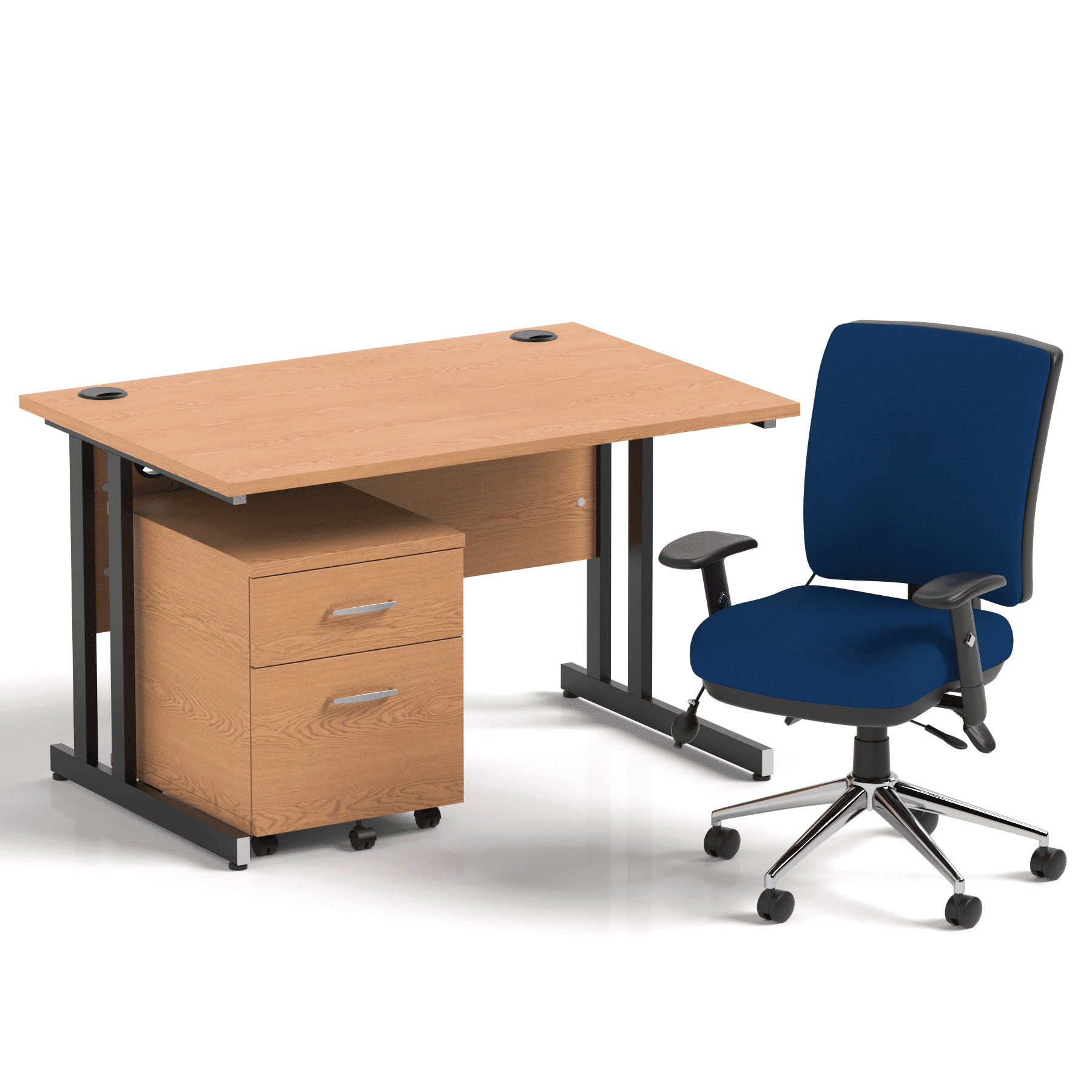 Impulse 1200mm Cantilever Straight Desk With Mobile Pedestal and Chiro Medium Back Blue Operator Chair - Image 27