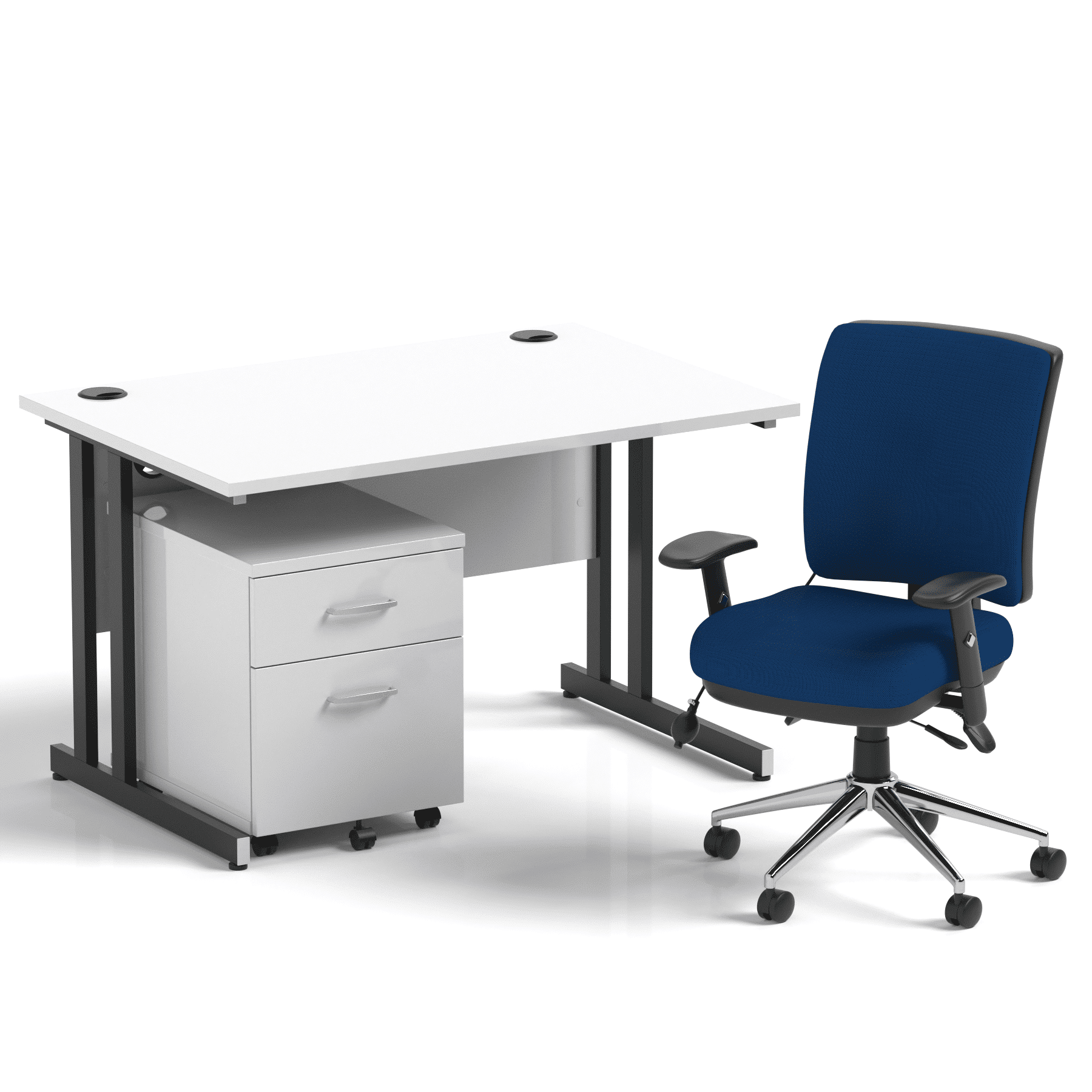 Impulse 1200mm Cantilever Straight Desk With Mobile Pedestal and Chiro Medium Back Blue Operator Chair - Image 29