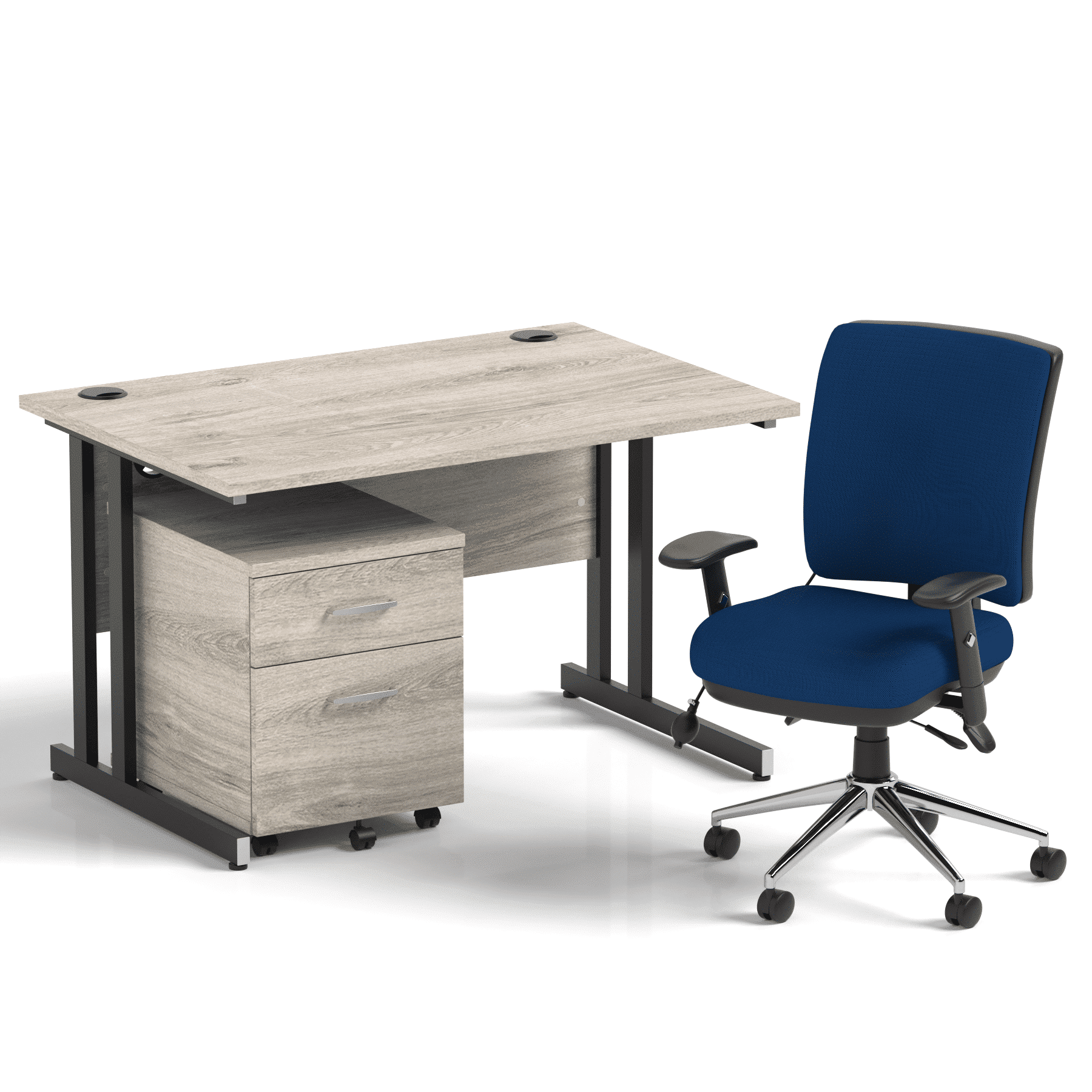 Impulse 1200mm Cantilever Straight Desk With Mobile Pedestal and Chiro Medium Back Blue Operator Chair - Image 30