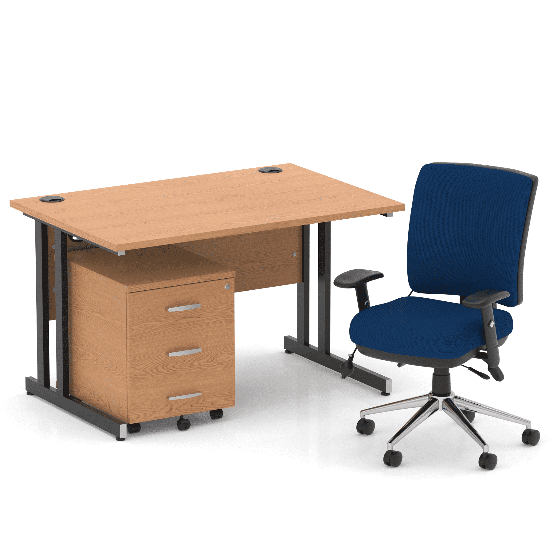 Impulse 1200mm Cantilever Straight Desk With Mobile Pedestal and Chiro Medium Back Blue Operator Chair - Image 33