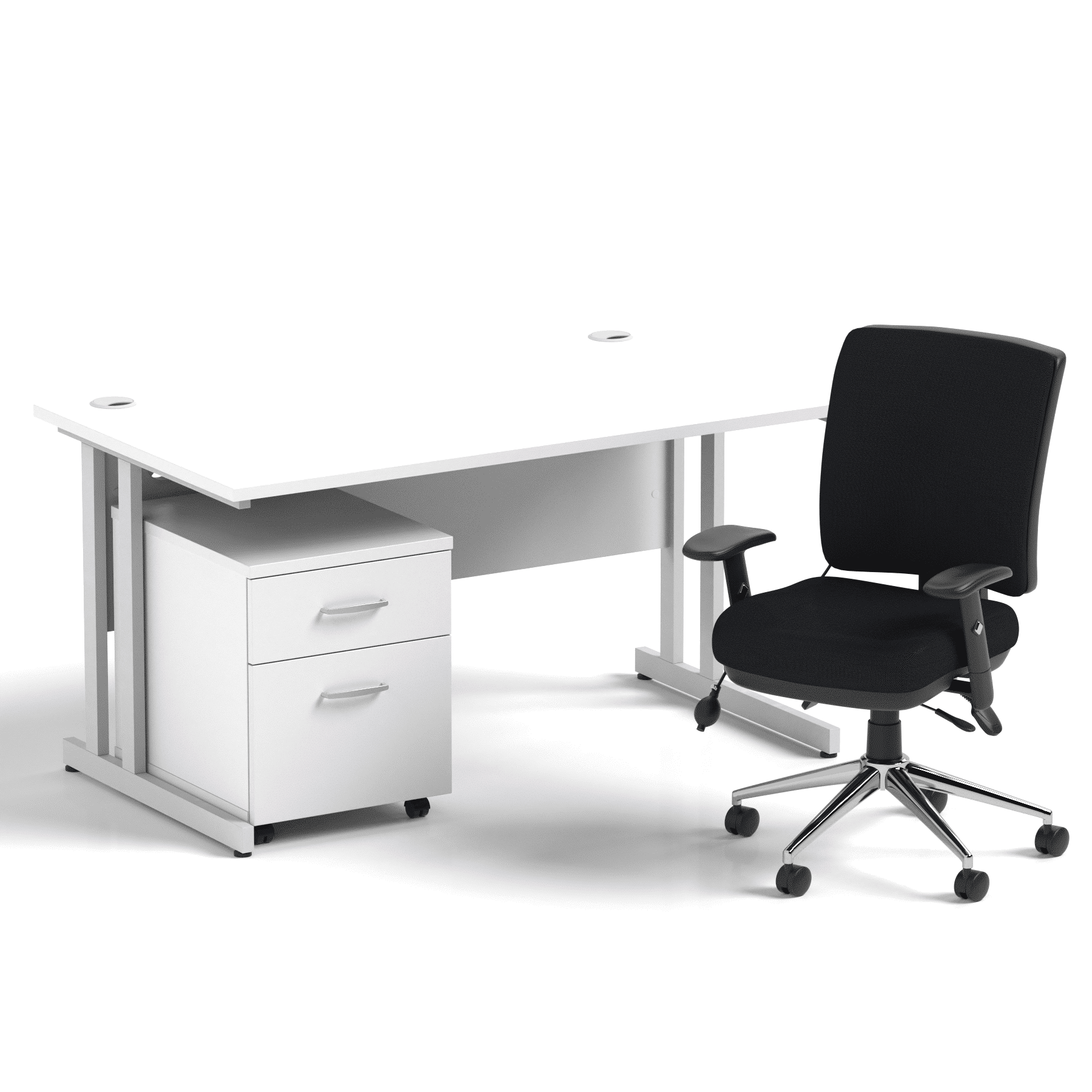 Impulse 1400mm Cantilever Straight Desk With Mobile Pedestal and Chiro Medium Back Black Operator Chair - Image 34