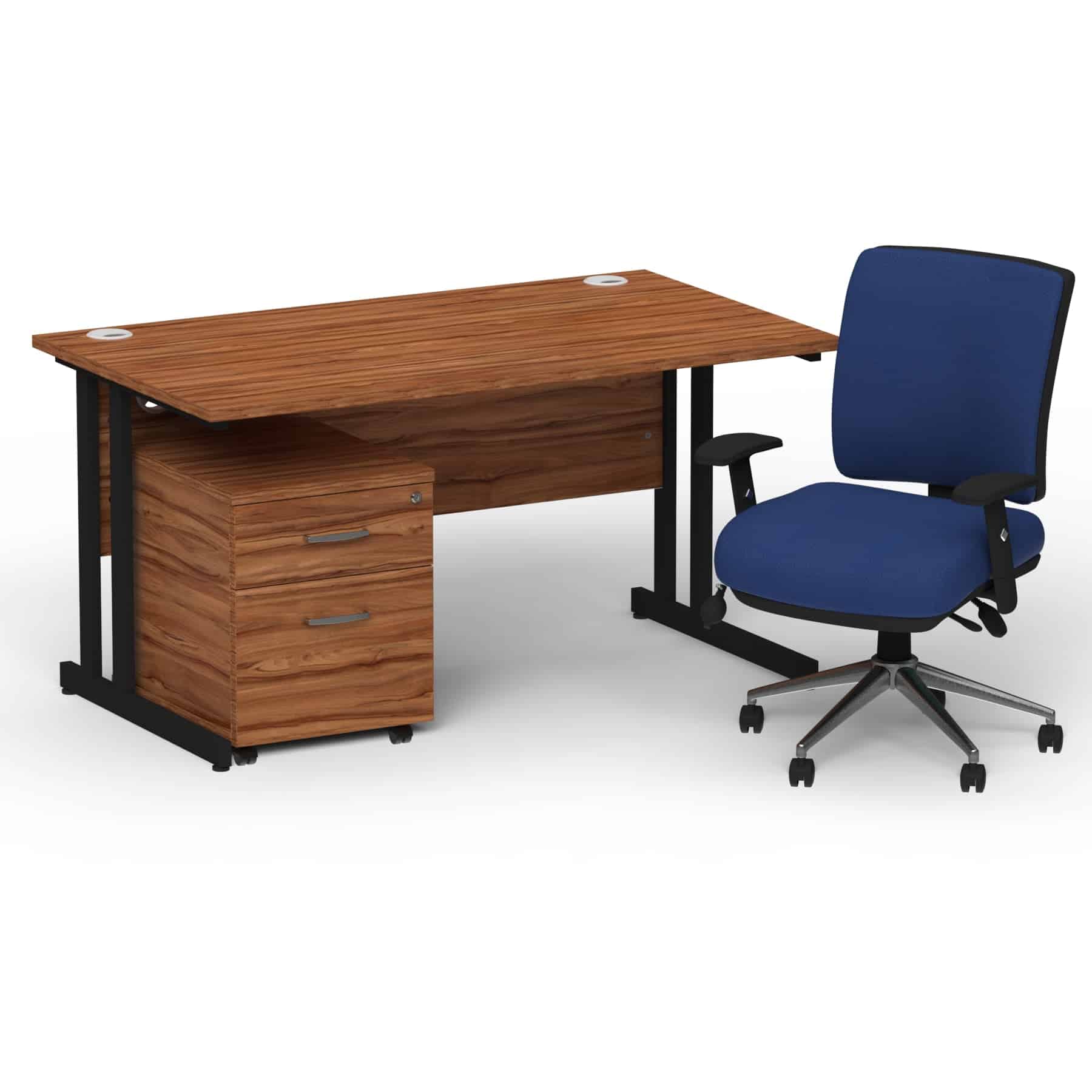Impulse 1400mm Cantilever Straight Desk With Mobile Pedestal and Chiro Medium Back Blue Operator Chair - Image 28