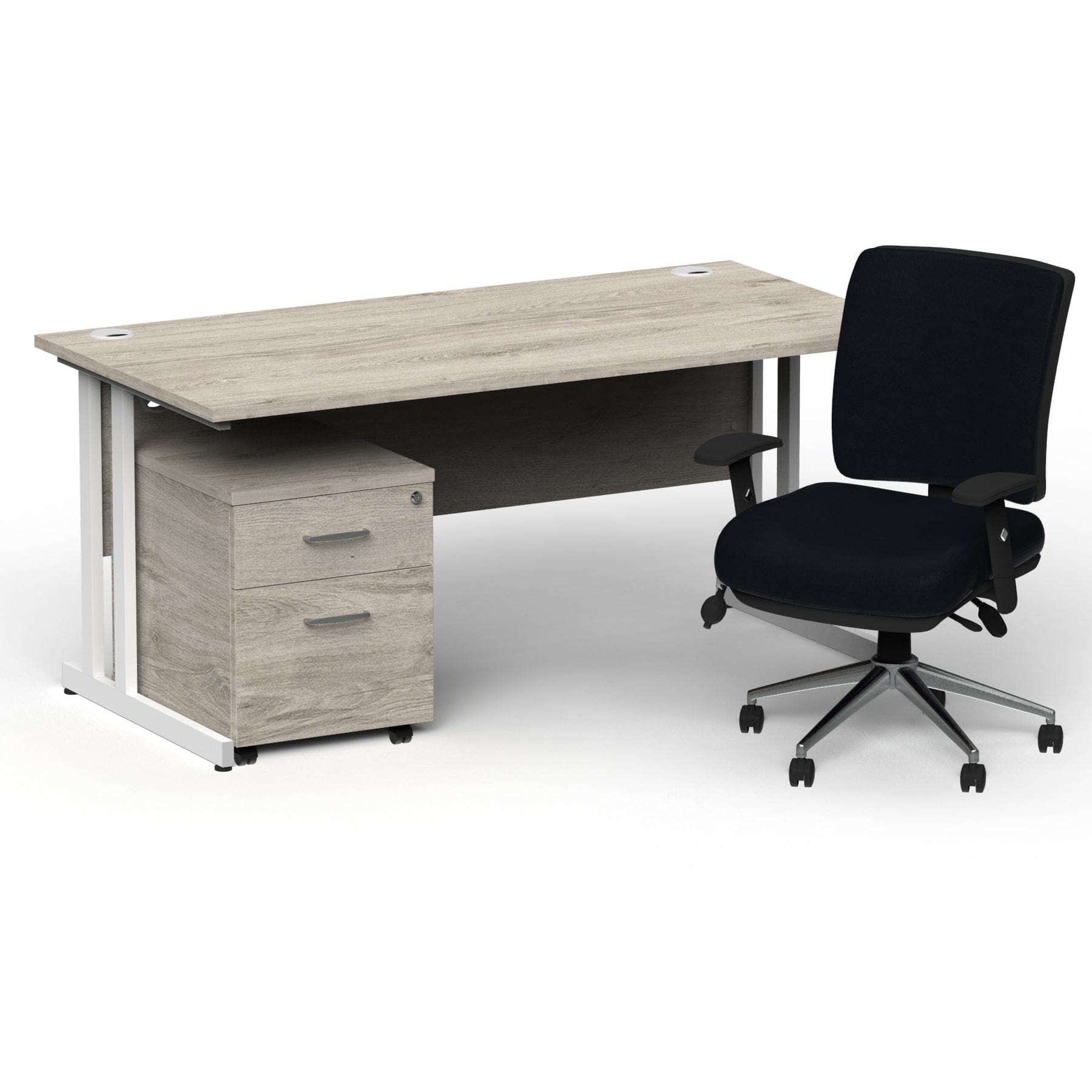 Impulse 1600mm Cantilever Straight Desk With Mobile Pedestal and Chiro Medium Back Black Operator Chair - Image 47