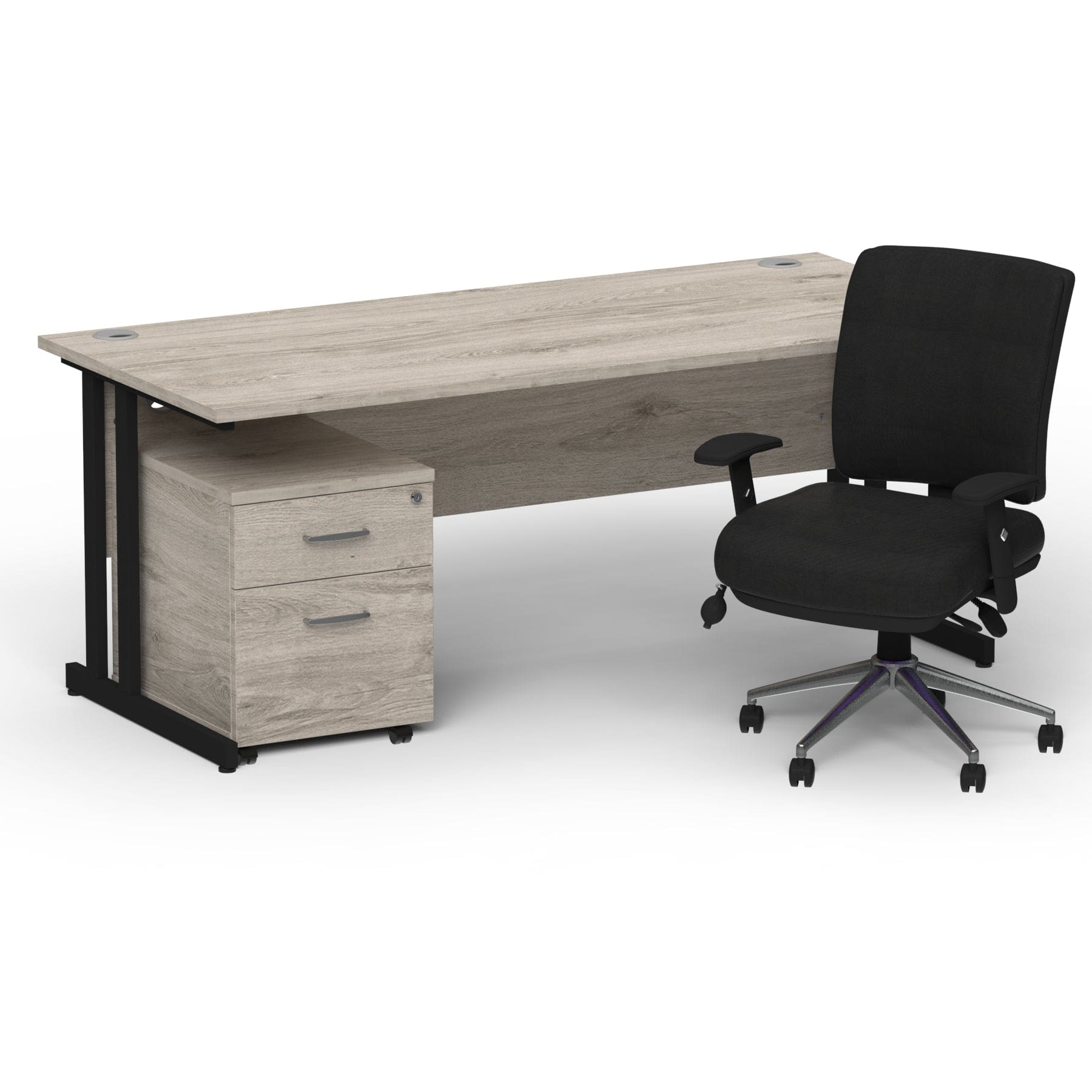 Impulse 1600mm Cantilever Straight Desk With Mobile Pedestal and Chiro Medium Back Black Operator Chair - Image 23