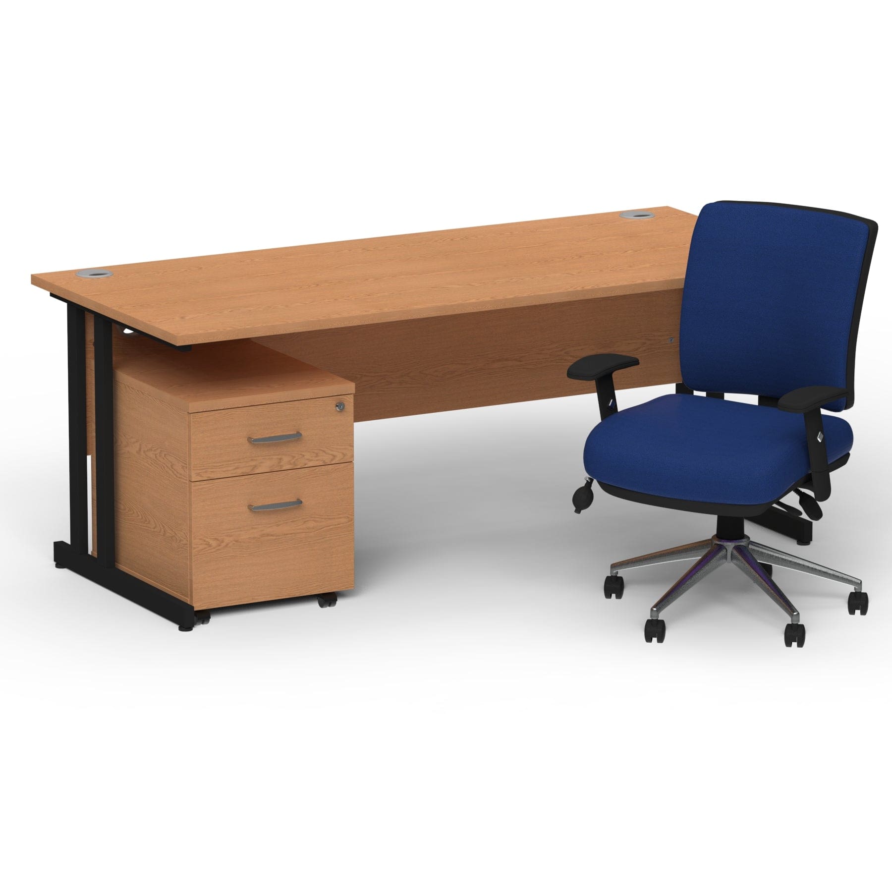 Impulse 1600mm Cantilever Straight Desk With Mobile Pedestal and Chiro Medium Back Blue Operator Chair - Image 27