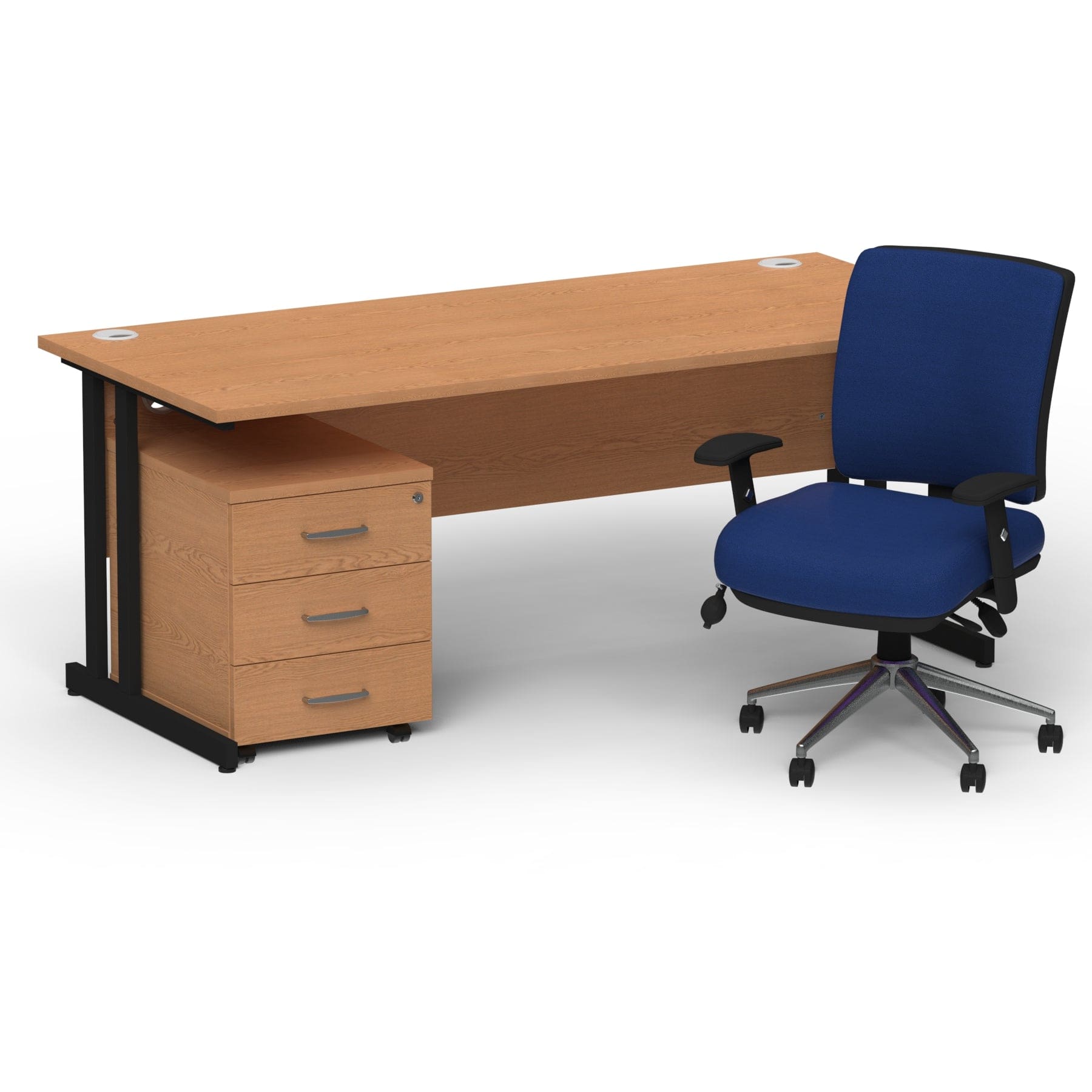 Impulse 1800mm Cantilever Straight Desk With Mobile Pedestal and Chiro Medium Back Blue Operator Chair - Image 33