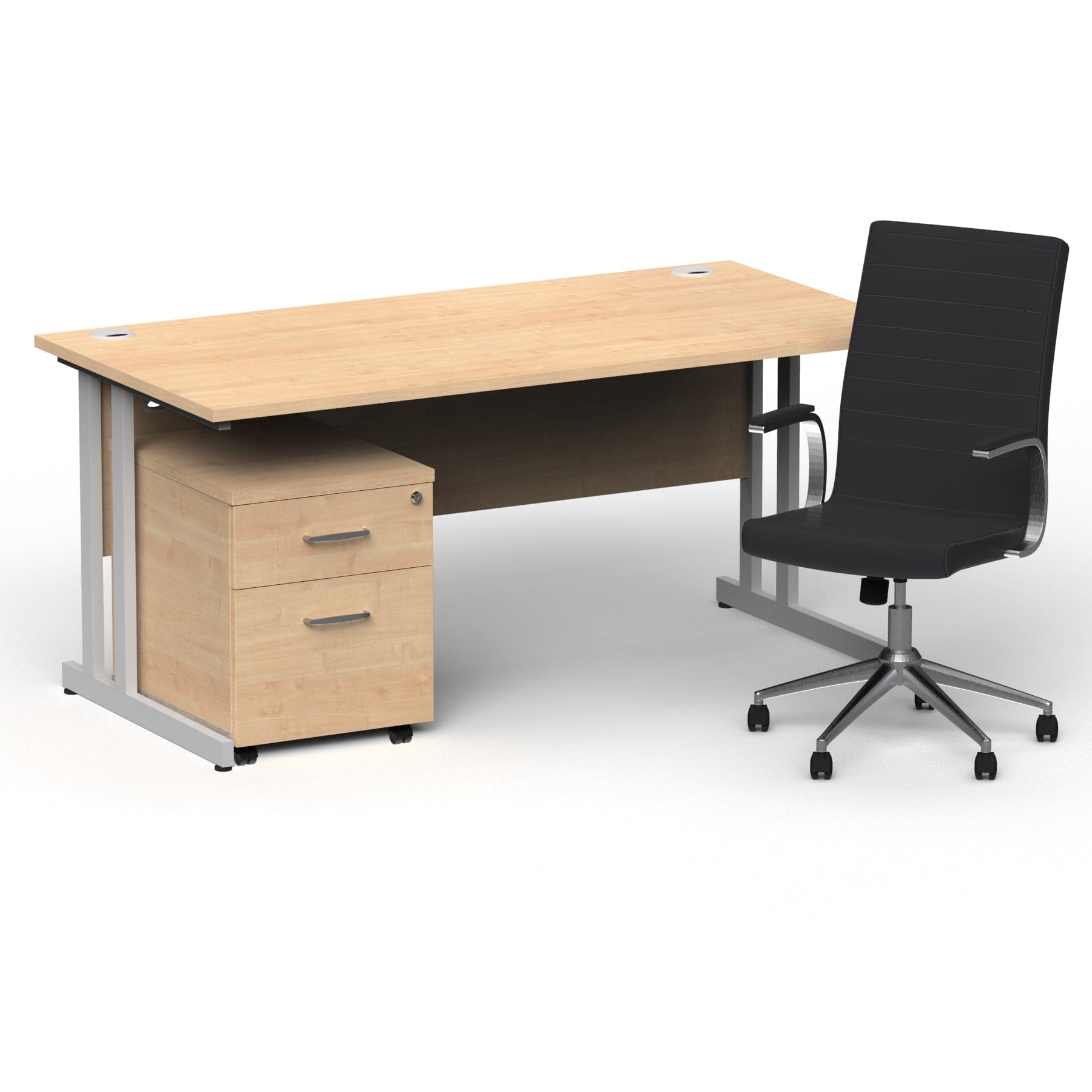 Impulse 1600mm Cantilever Straight Desk With Mobile Pedestal and Ezra Black Executive Chair - Image 2