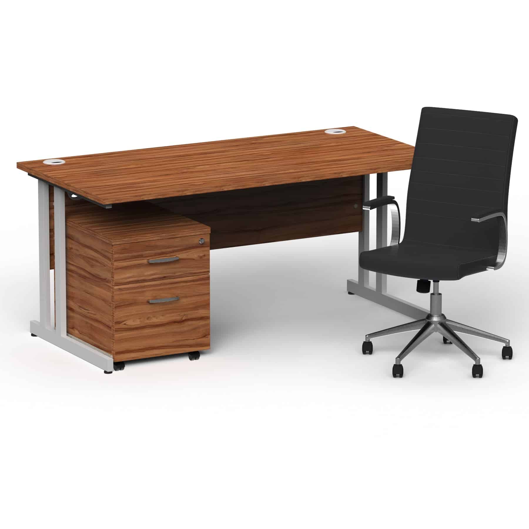 Impulse 1600mm Cantilever Straight Desk With Mobile Pedestal and Ezra Black Executive Chair - Image 4