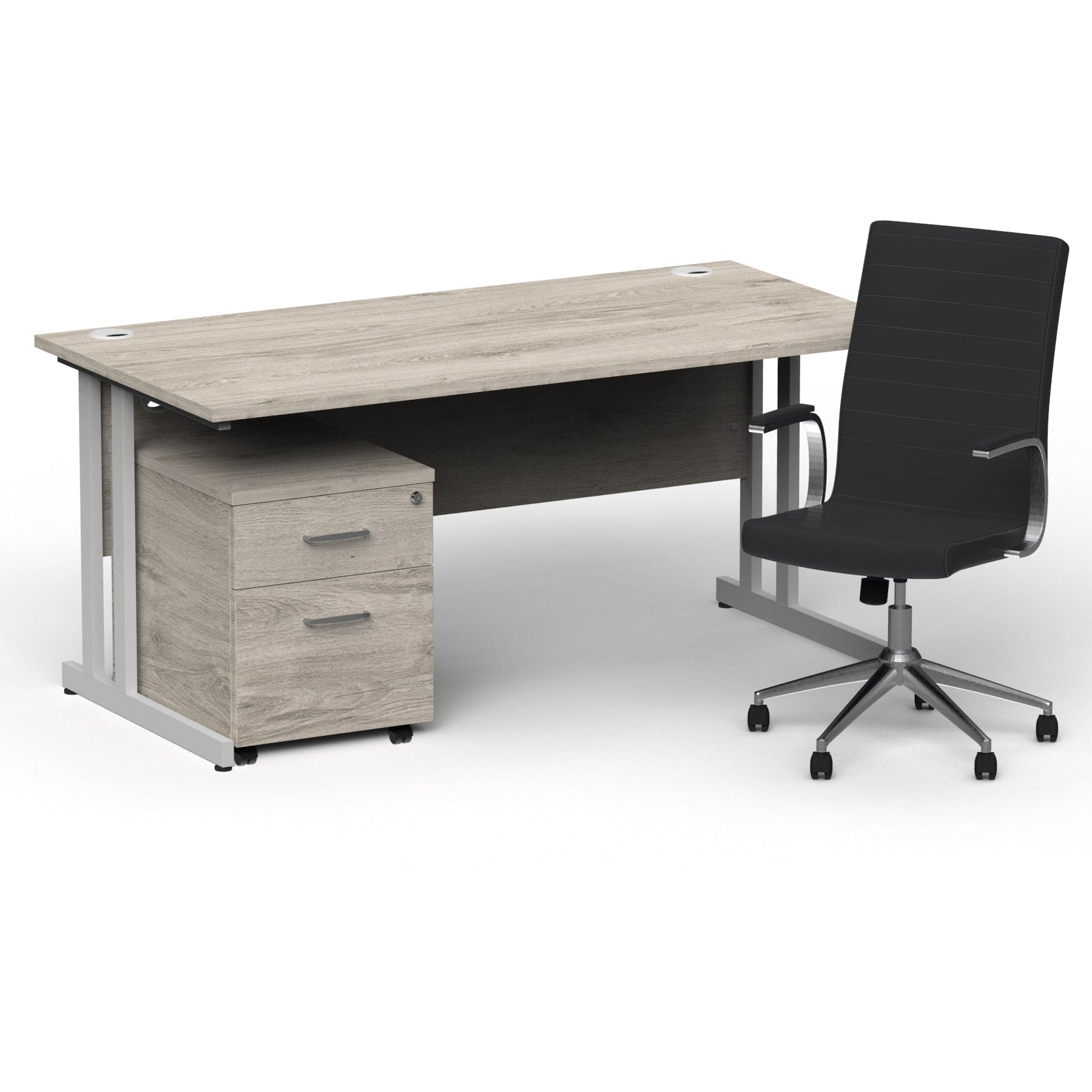 Impulse 1600mm Cantilever Straight Desk With Mobile Pedestal and Ezra Black Executive Chair - Image 6