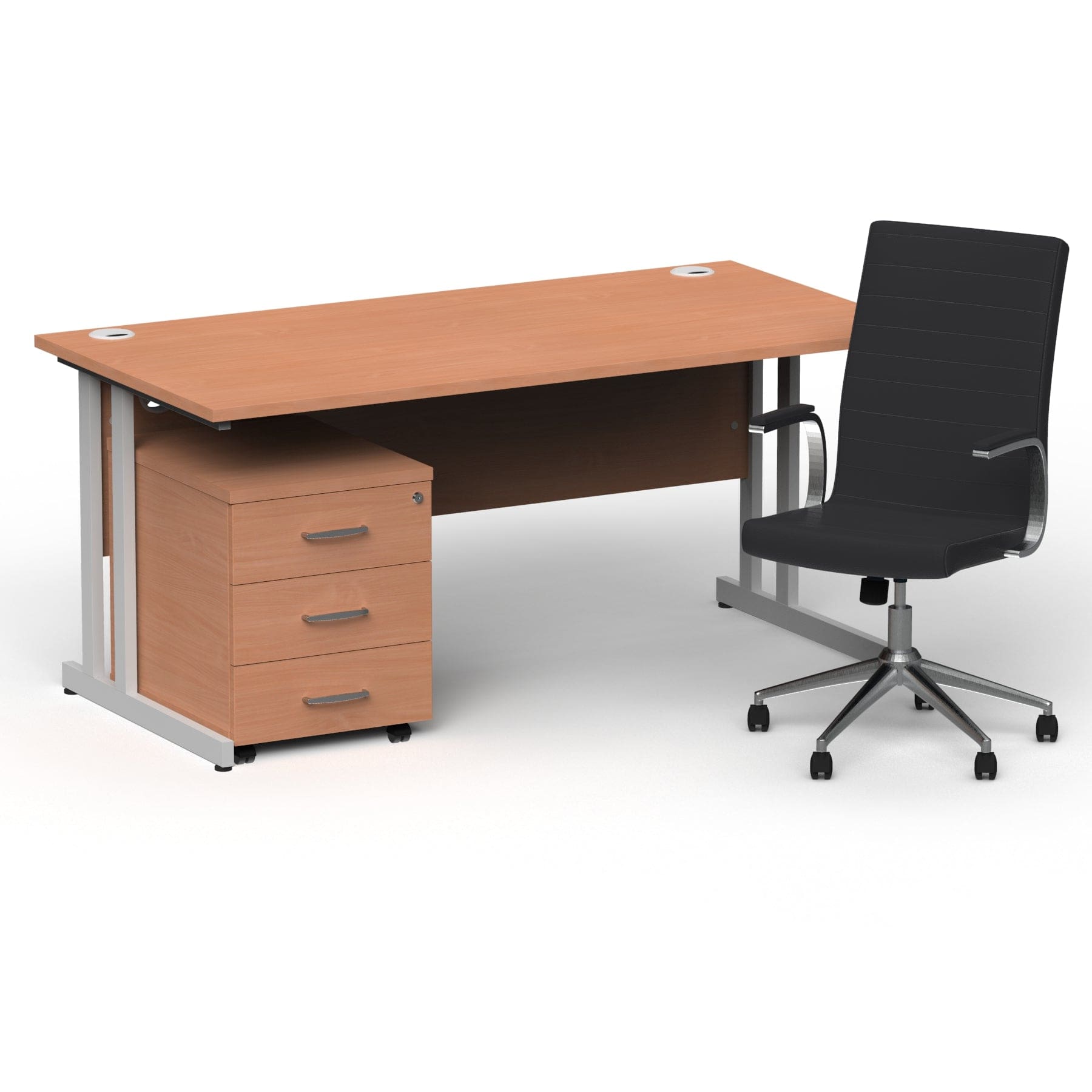 Impulse 1600mm Cantilever Straight Desk With Mobile Pedestal and Ezra Black Executive Chair - Image 7