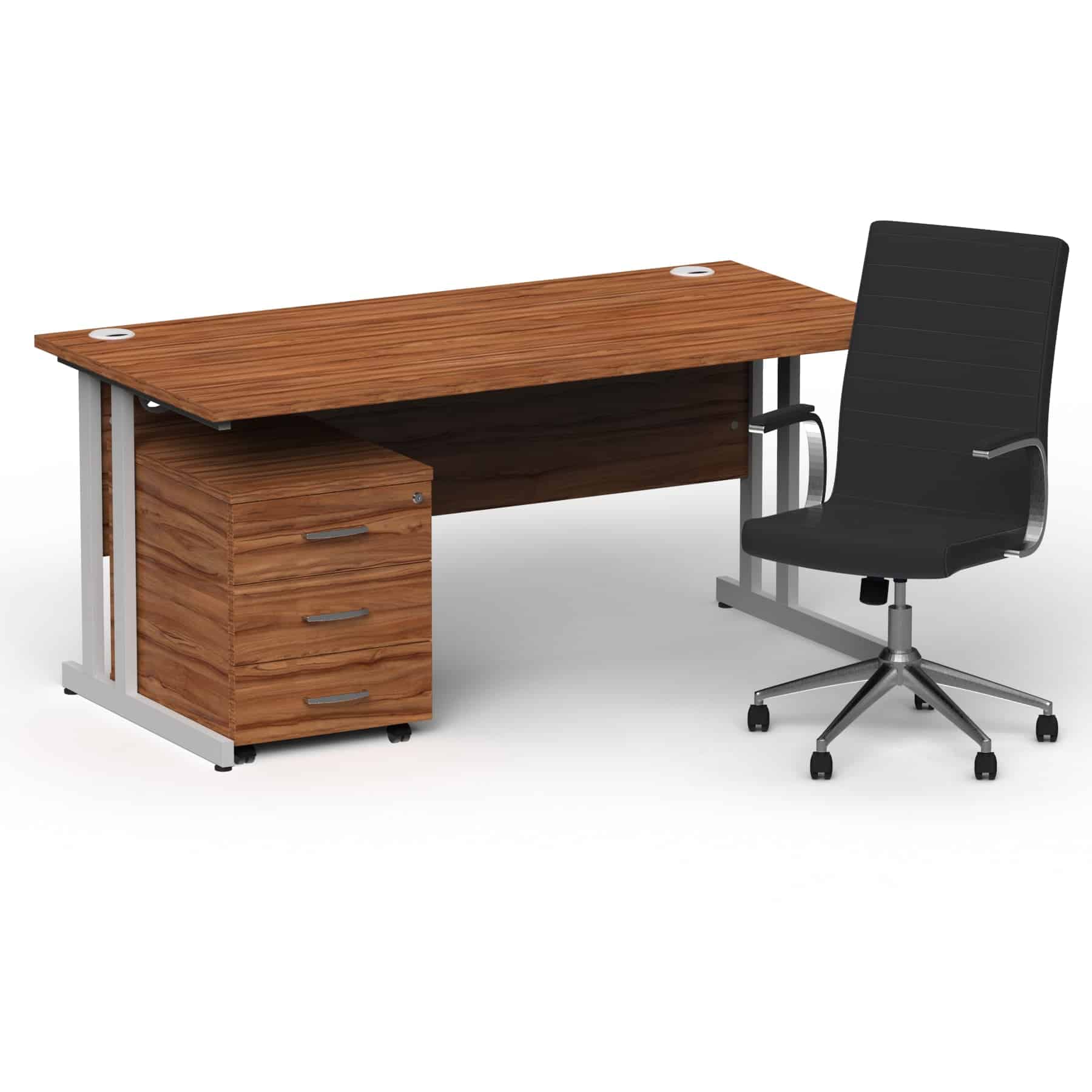Impulse 1600mm Cantilever Straight Desk With Mobile Pedestal and Ezra Black Executive Chair - Image 10