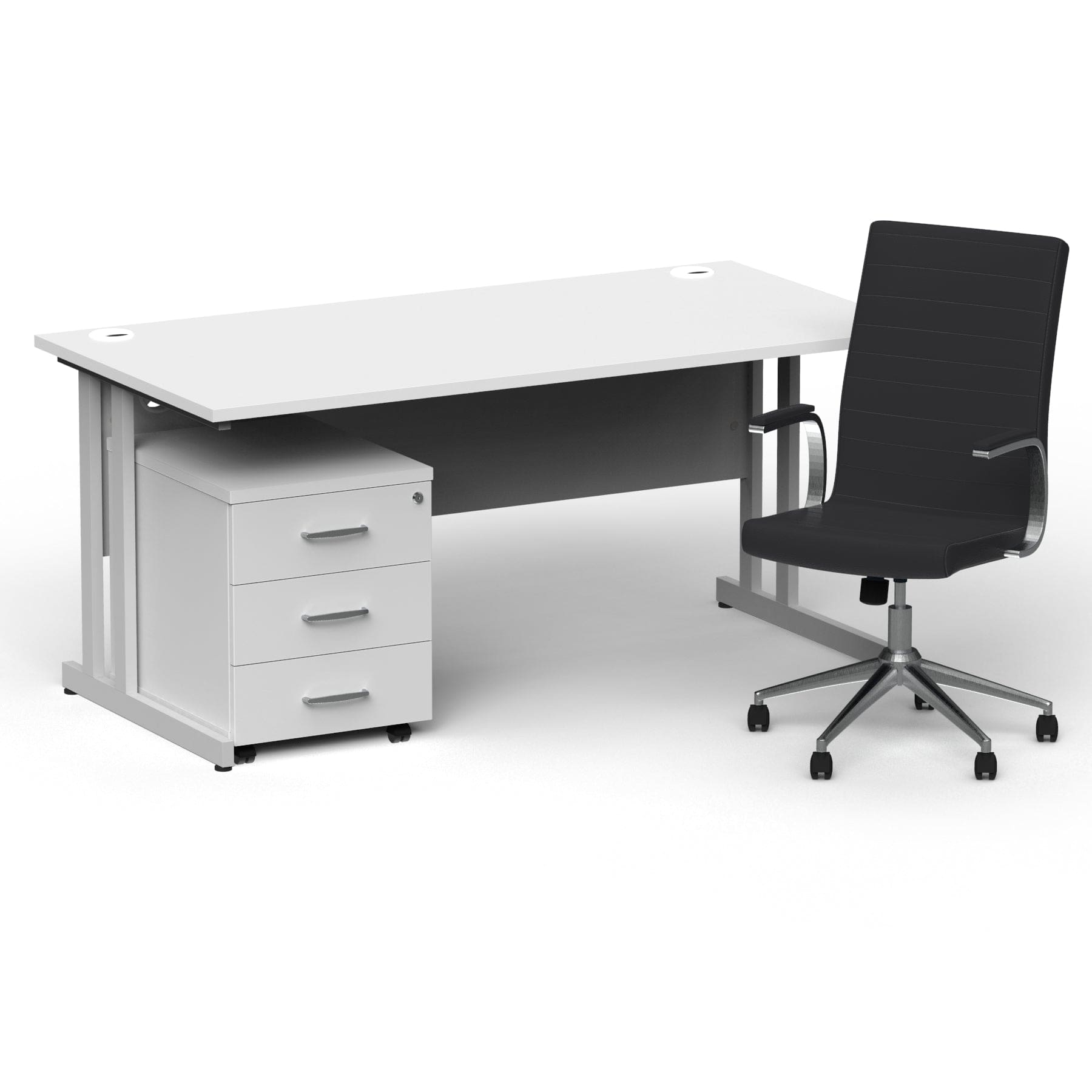 Impulse 1600mm Cantilever Straight Desk With Mobile Pedestal and Ezra Black Executive Chair - Image 11