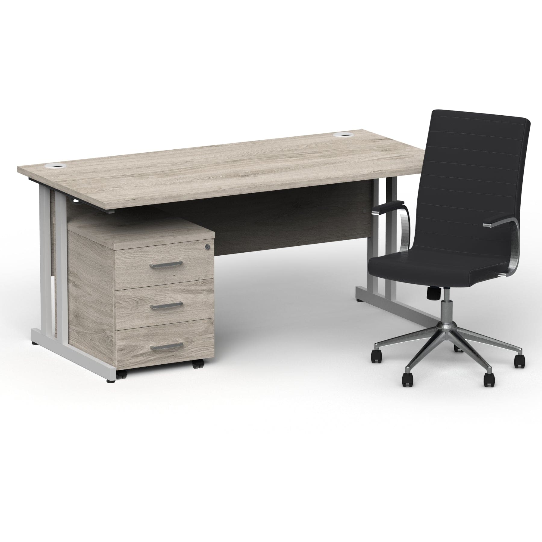 Impulse 1600mm Cantilever Straight Desk With Mobile Pedestal and Ezra Black Executive Chair - Image 12