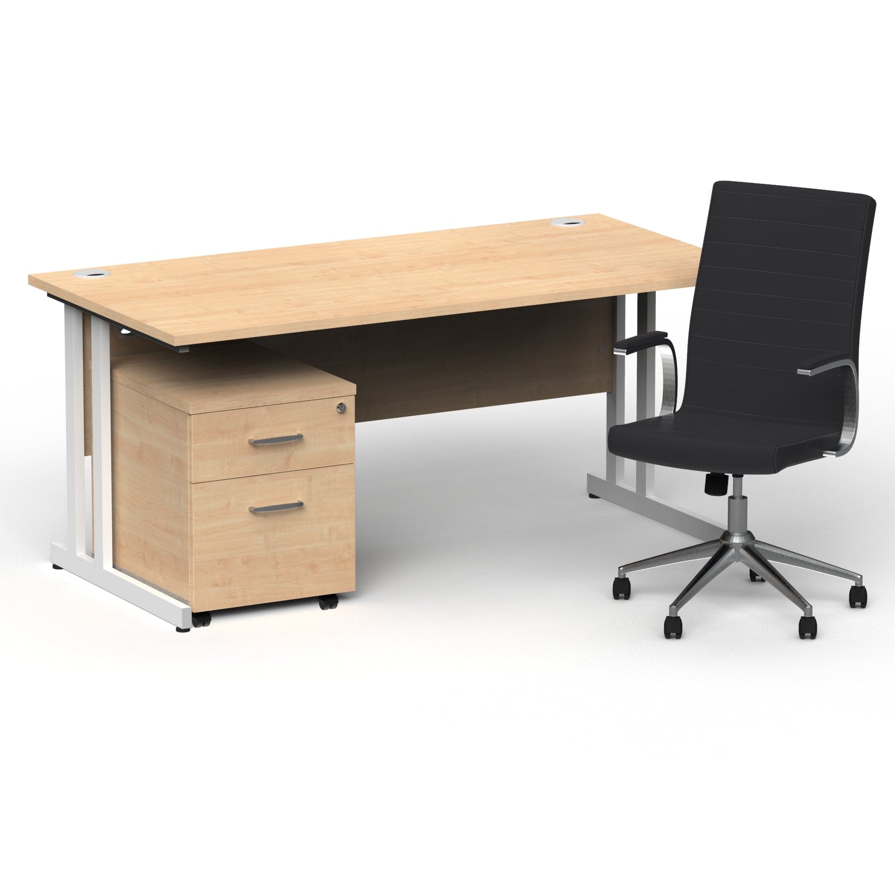 Impulse 1600mm Cantilever Straight Desk With Mobile Pedestal and Ezra Black Executive Chair - Image 14