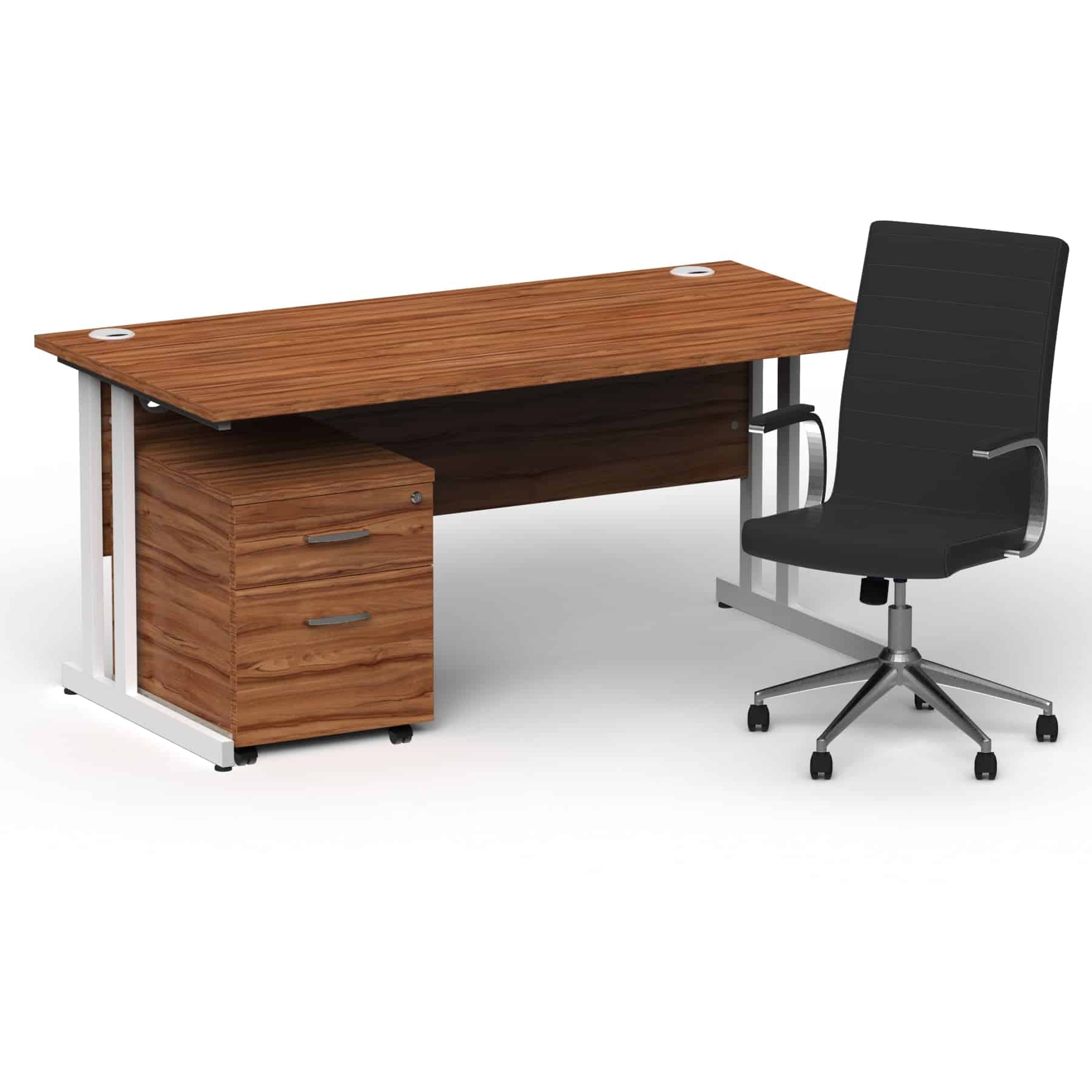 Impulse 1600mm Cantilever Straight Desk With Mobile Pedestal and Ezra Black Executive Chair - Image 16