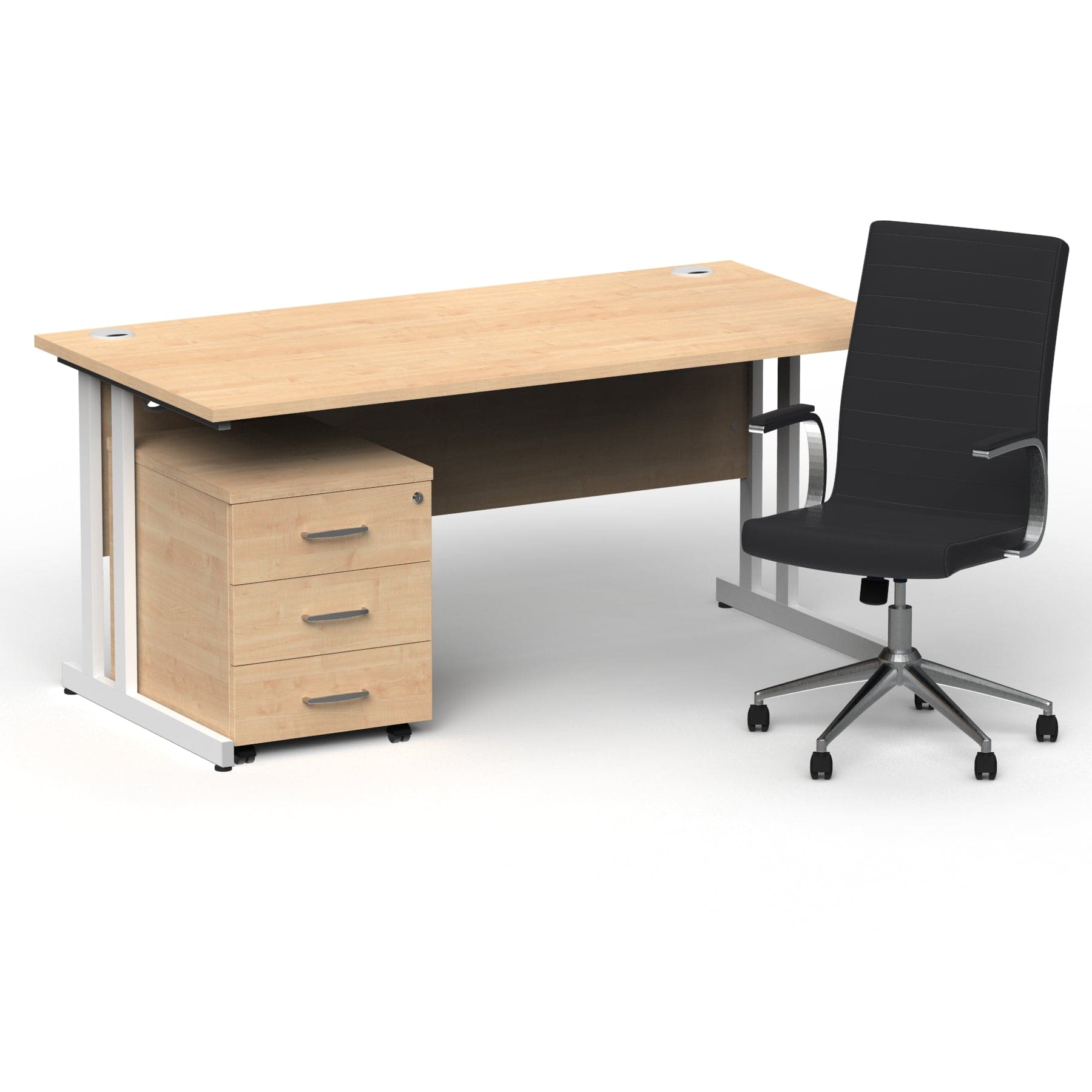 Impulse 1600mm Cantilever Straight Desk With Mobile Pedestal and Ezra Black Executive Chair - Image 20