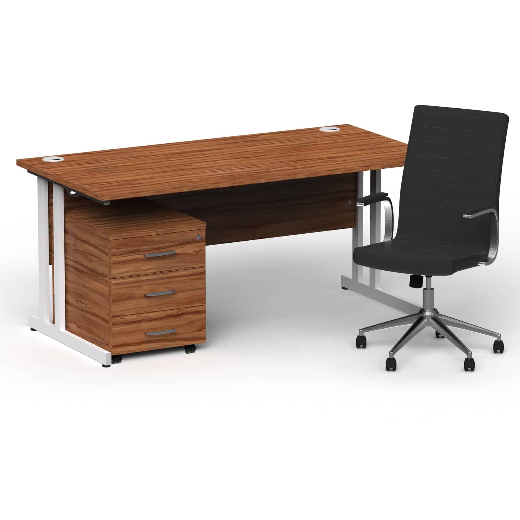 Impulse 1600mm Cantilever Straight Desk With Mobile Pedestal and Ezra Black Executive Chair - Image 22