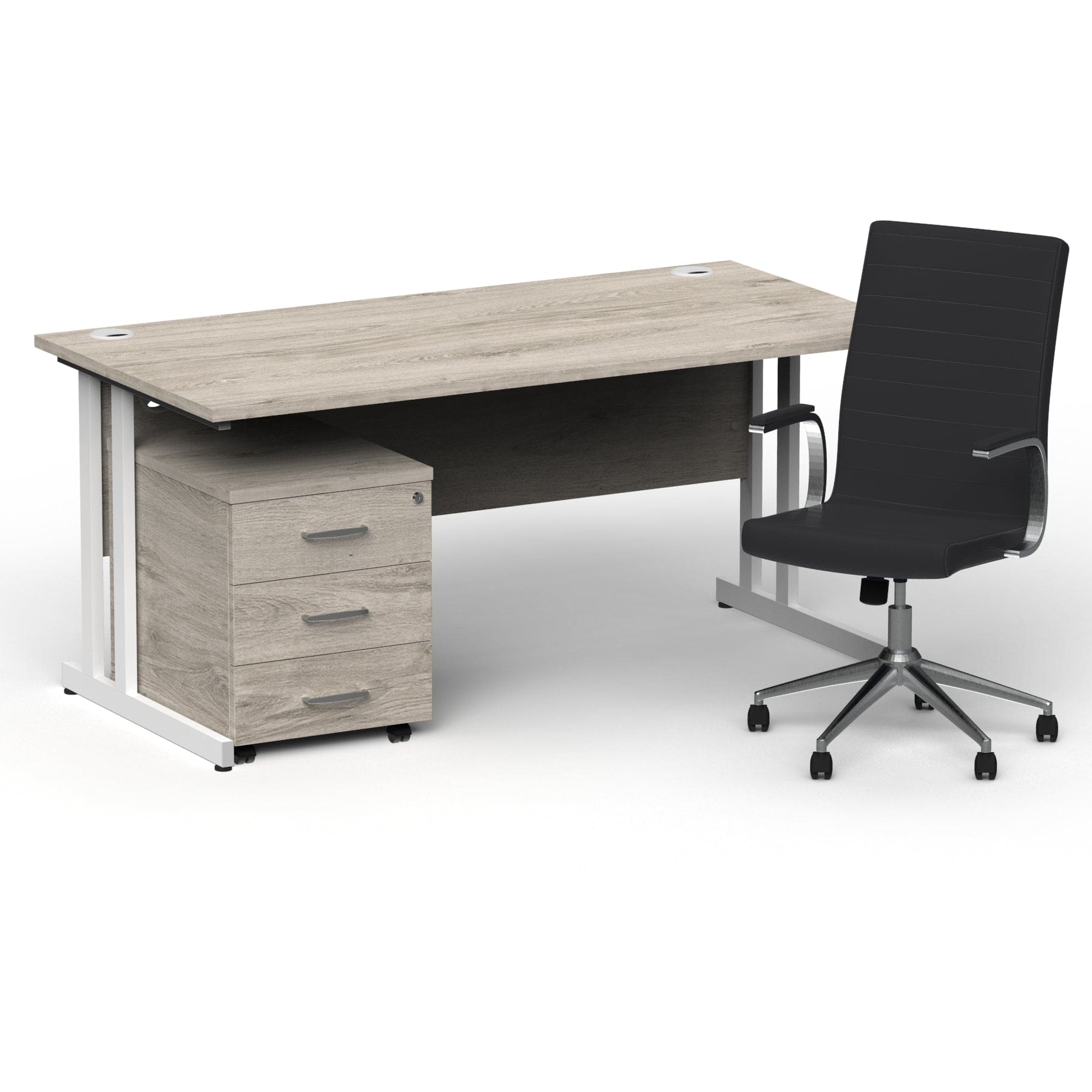 Impulse 1600mm Cantilever Straight Desk With Mobile Pedestal and Ezra Black Executive Chair - Image 24